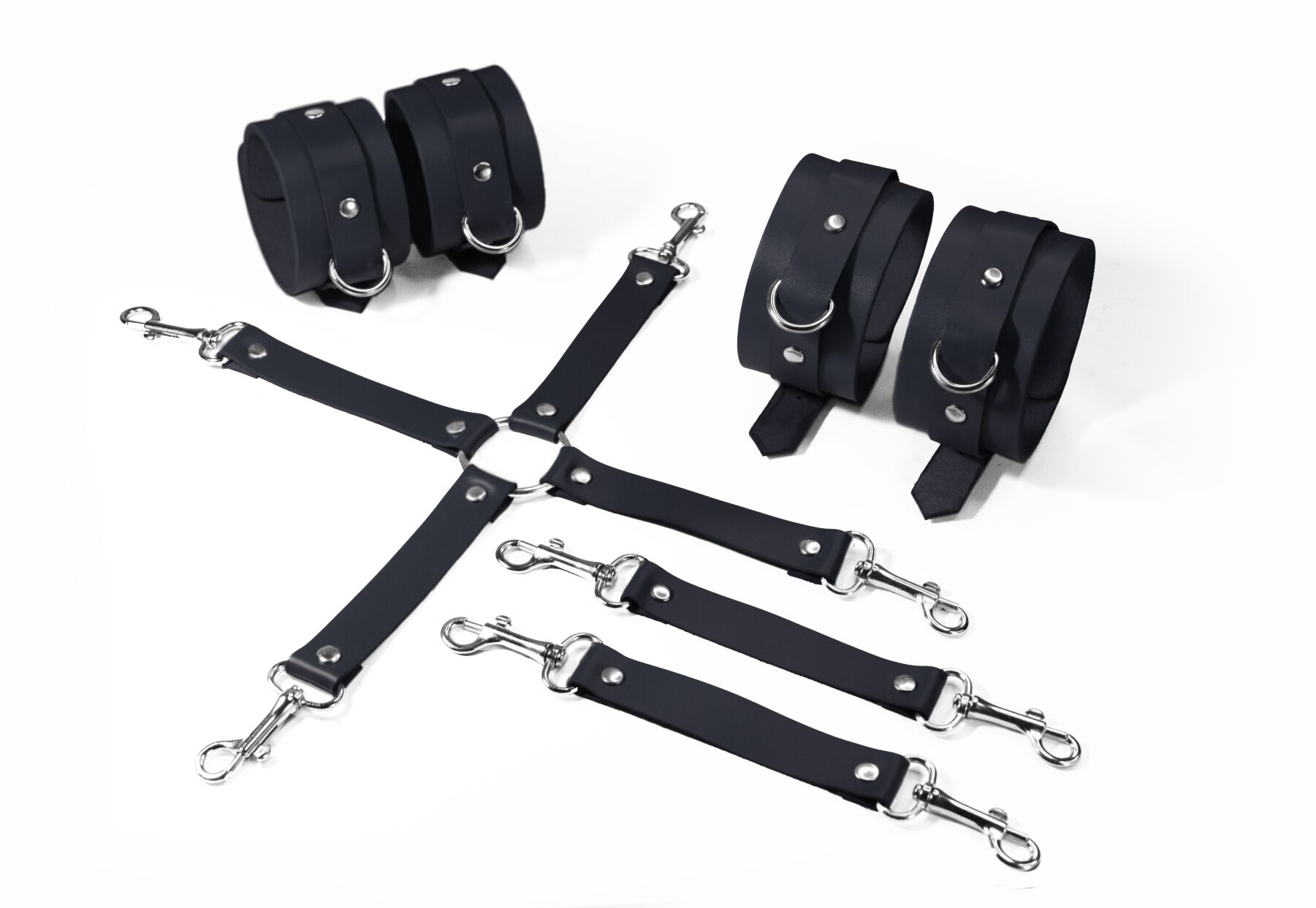 Набор для БДСМ Feral Feelings BDSM Kit 3 Black, наручники, поножи, крестовина
