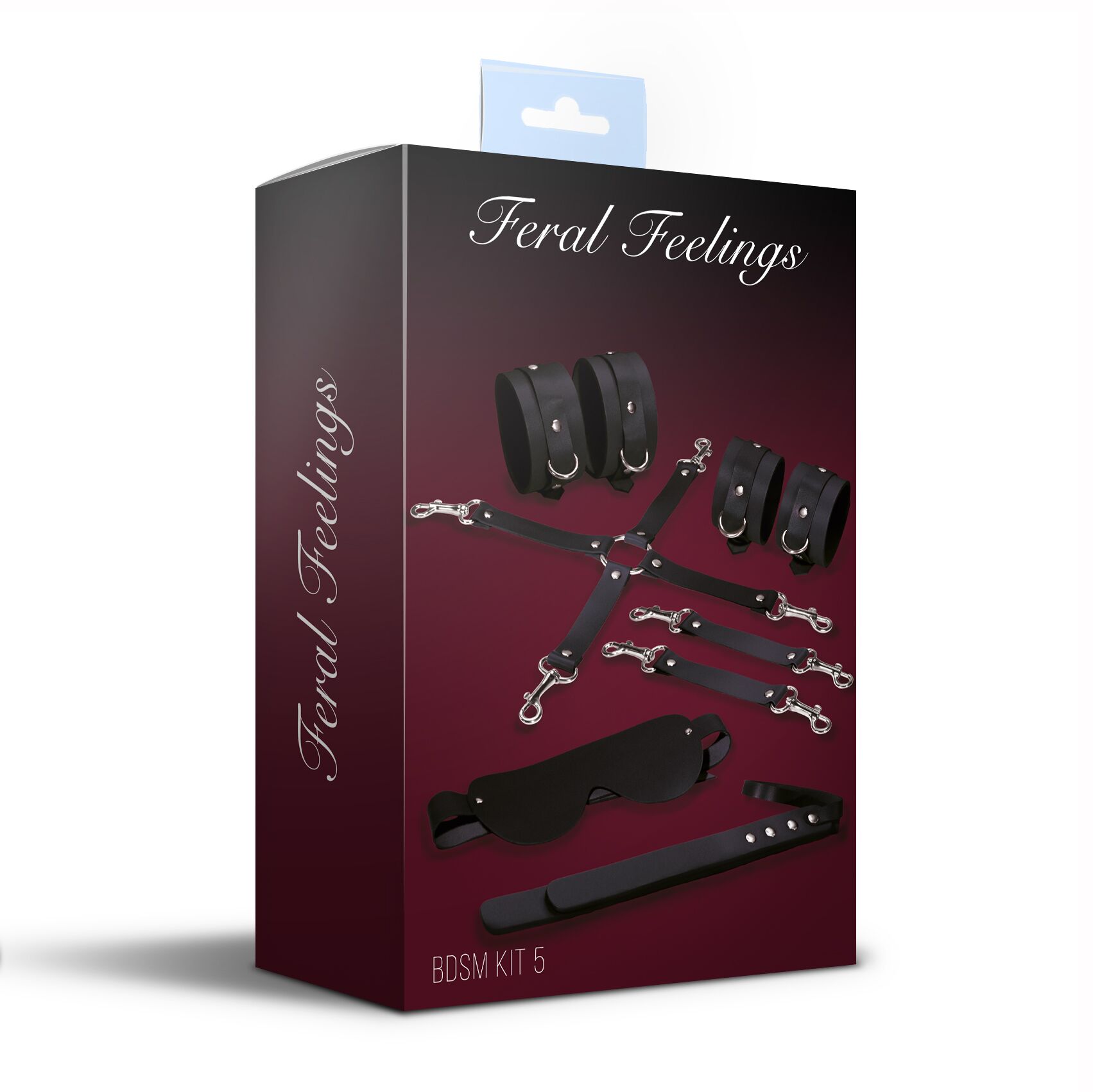 Набір Feral Feelings BDSM Kit 5 Black, наручники, поножі, хрестовина, маска, падл