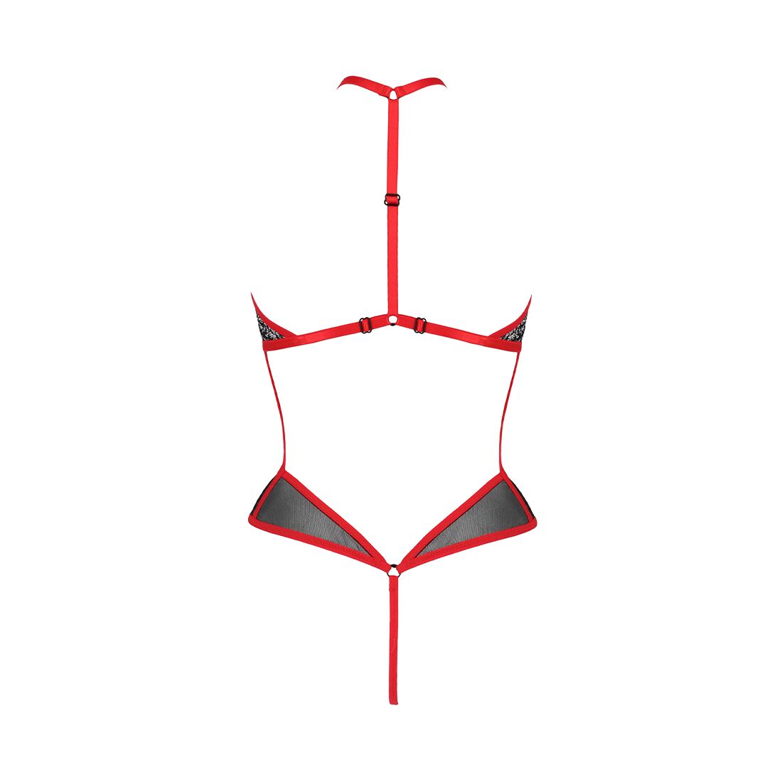 Сетчатое боди с кружевом на груди Passion SATARA BODY XXL/XXXL red
