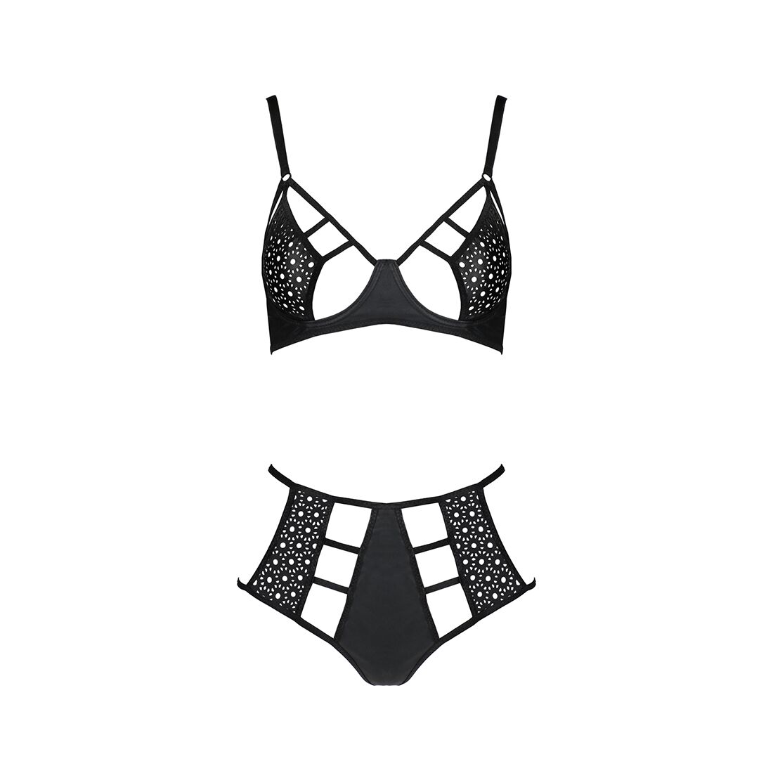 Комплект білизни Passion TASMINA SET XXL/XXXL black, ліф, високі трусики з корсетом ззаду