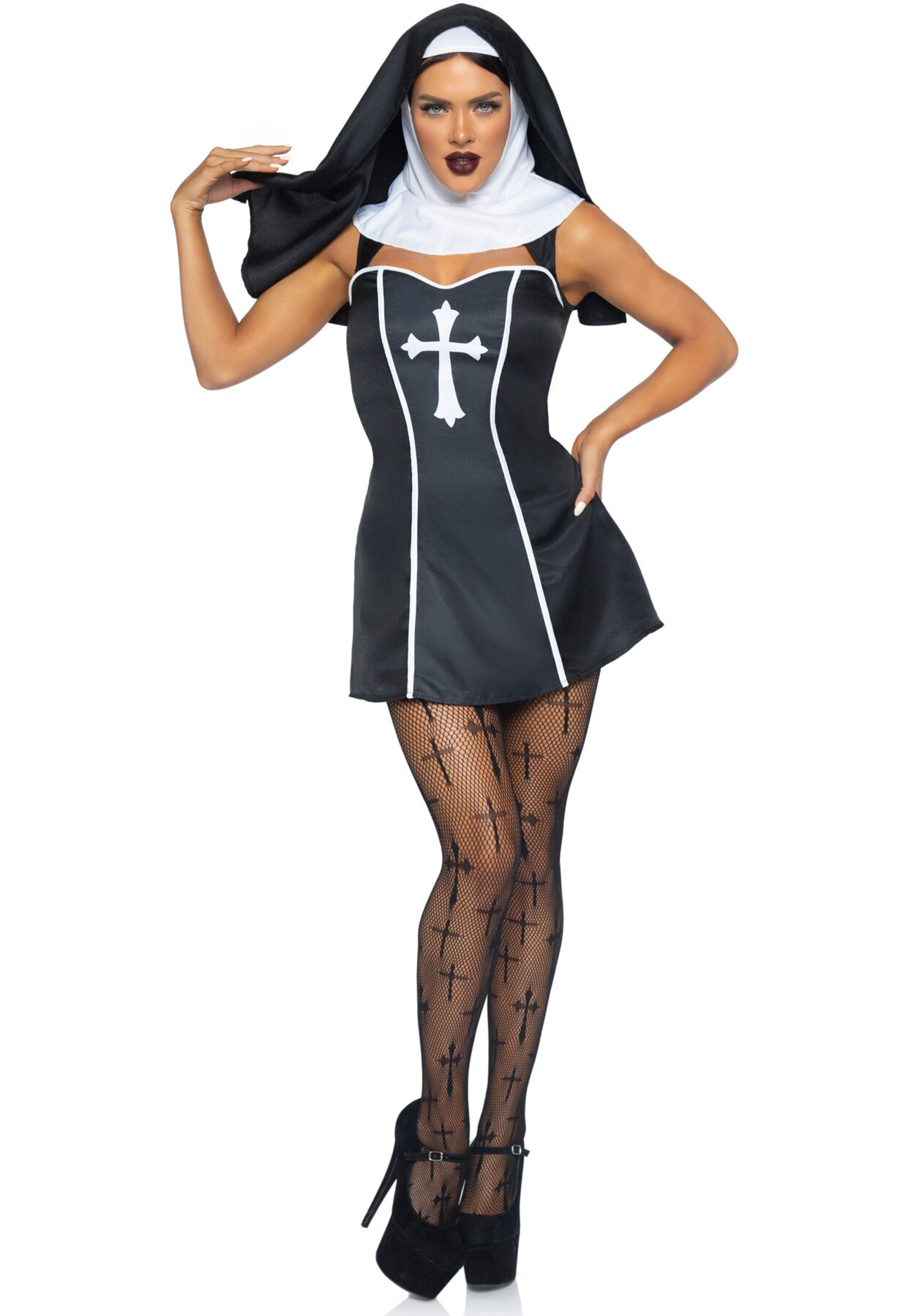 Костюм черниці Leg Avenue Naughty Nun L, сукня, головний убір