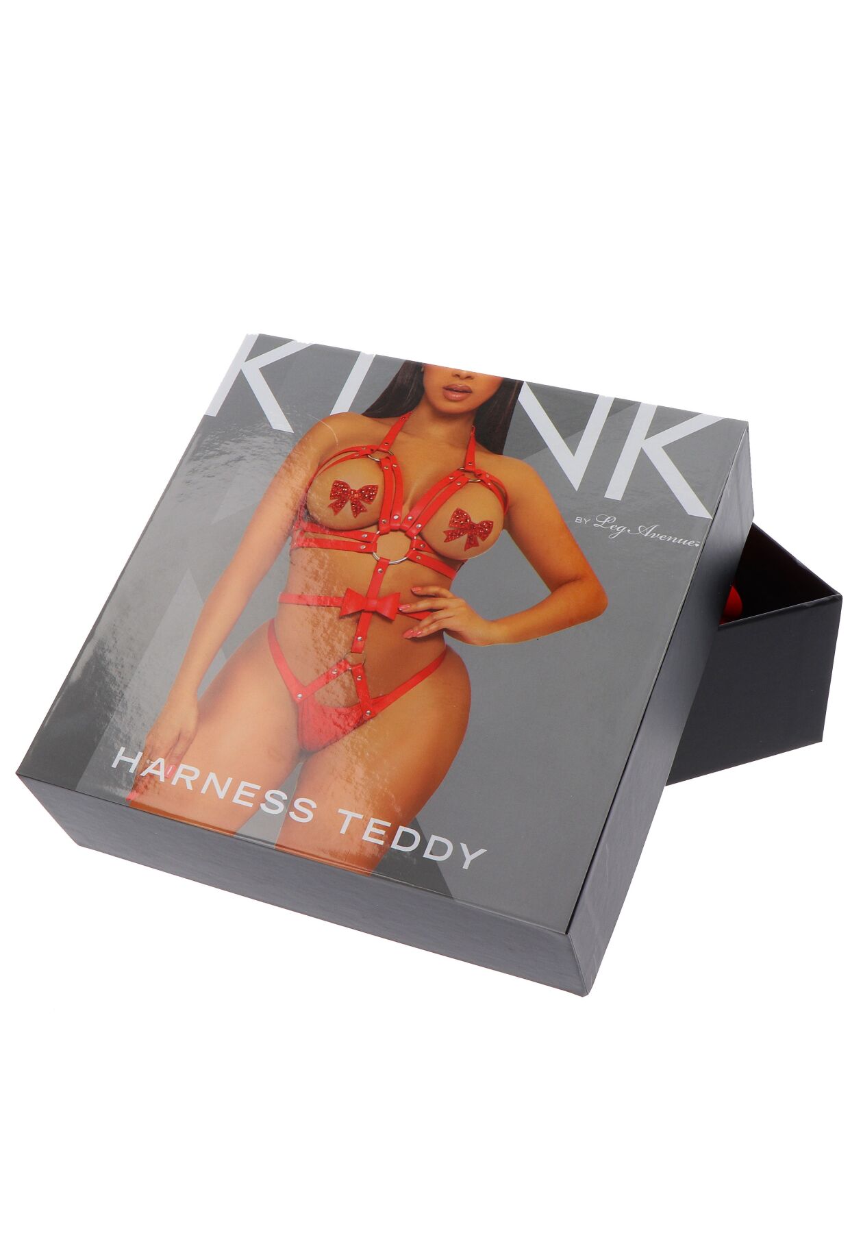 Портупея-тедди из ремней Leg Avenue Studded O-ring harness teddy M Red, экокожа