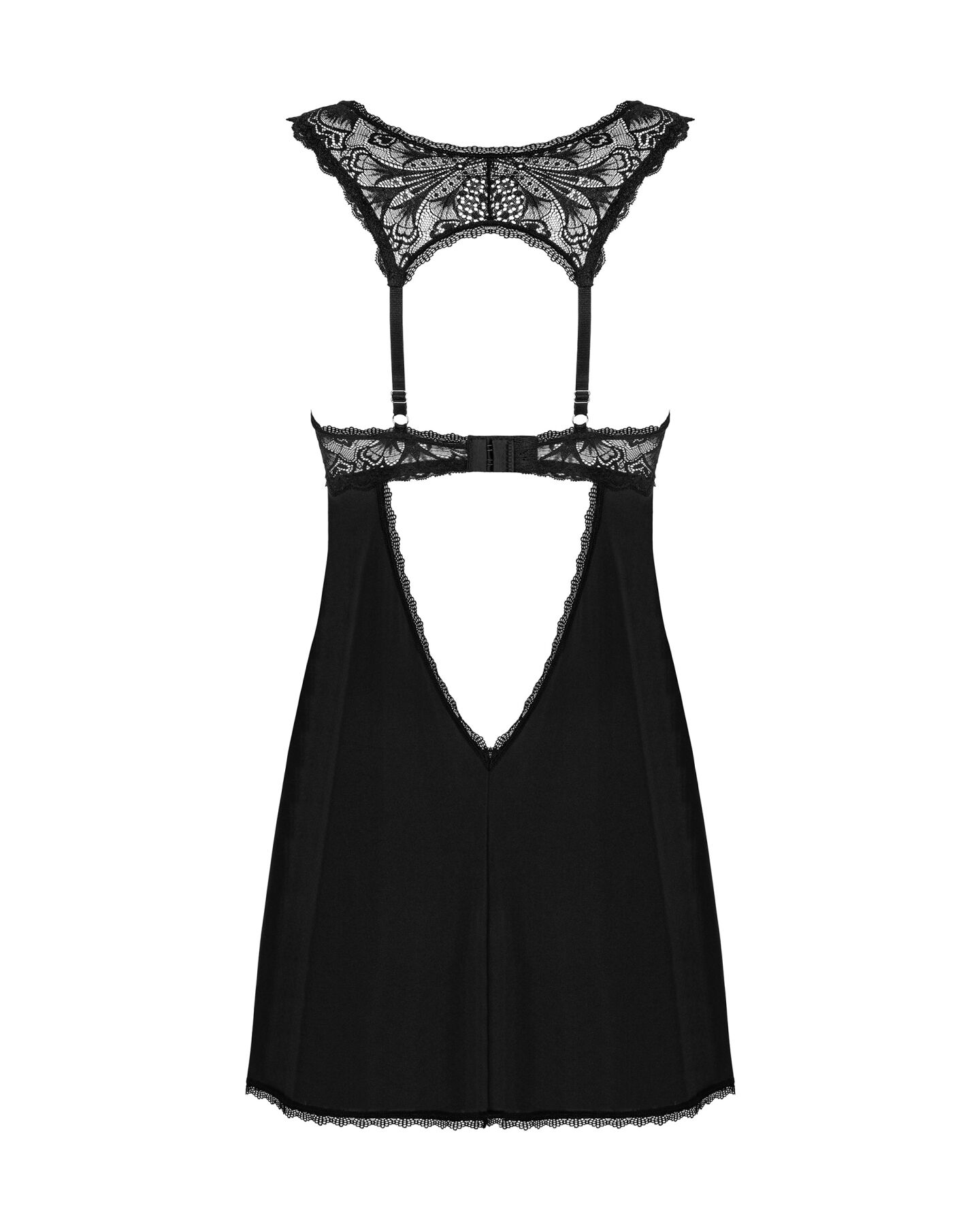 Сорочка бебі-дол з мереживом на грудях Obsessive Donna Dream babydoll XL/2XL Black, стрінги