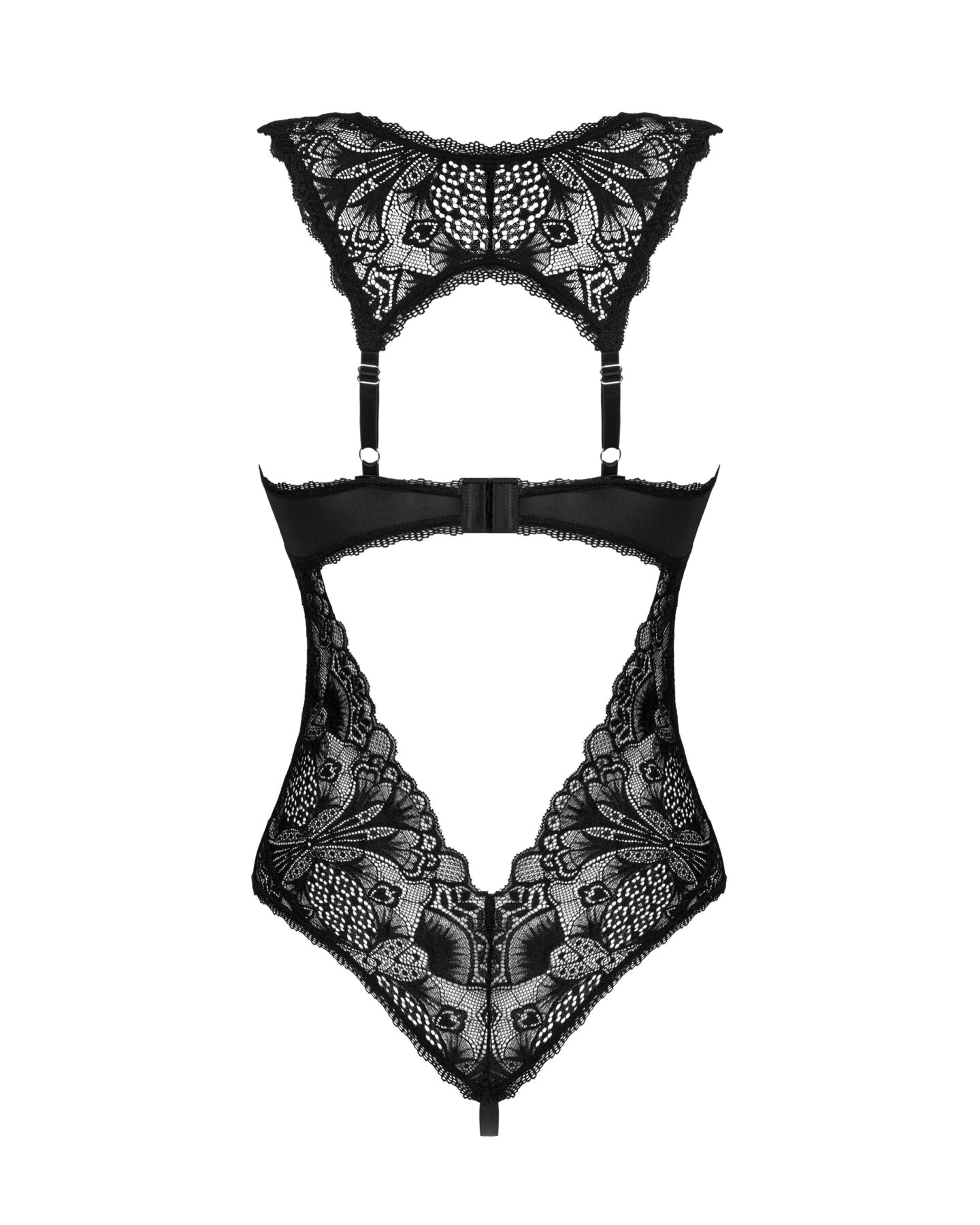 Мереживне боді Obsessive Donna Dream crotchless teddy M/L Black, відкритий доступ