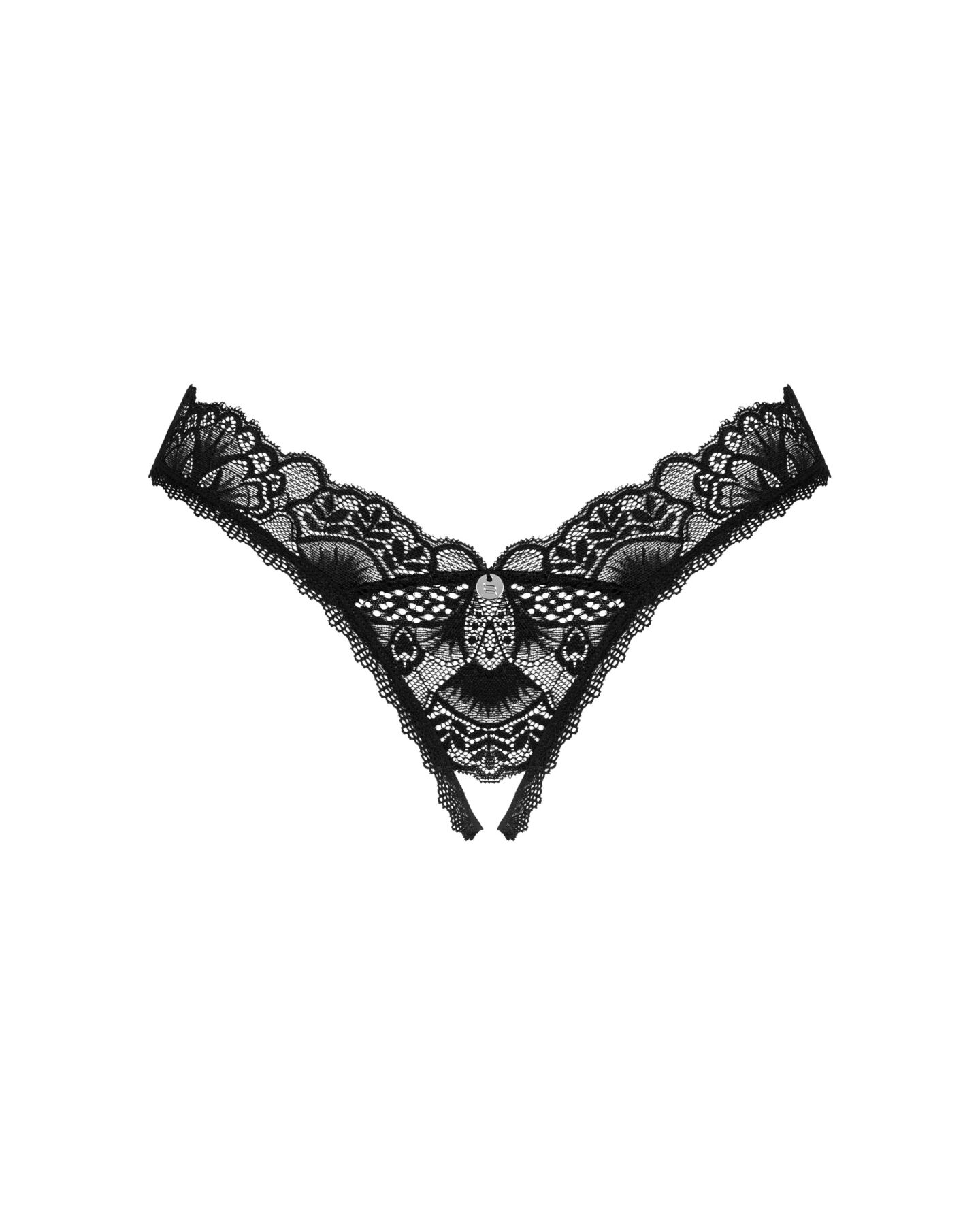 Мереживні стрінги Obsessive Donna Dream crotchless thong XS/S Black, відкритий доступ