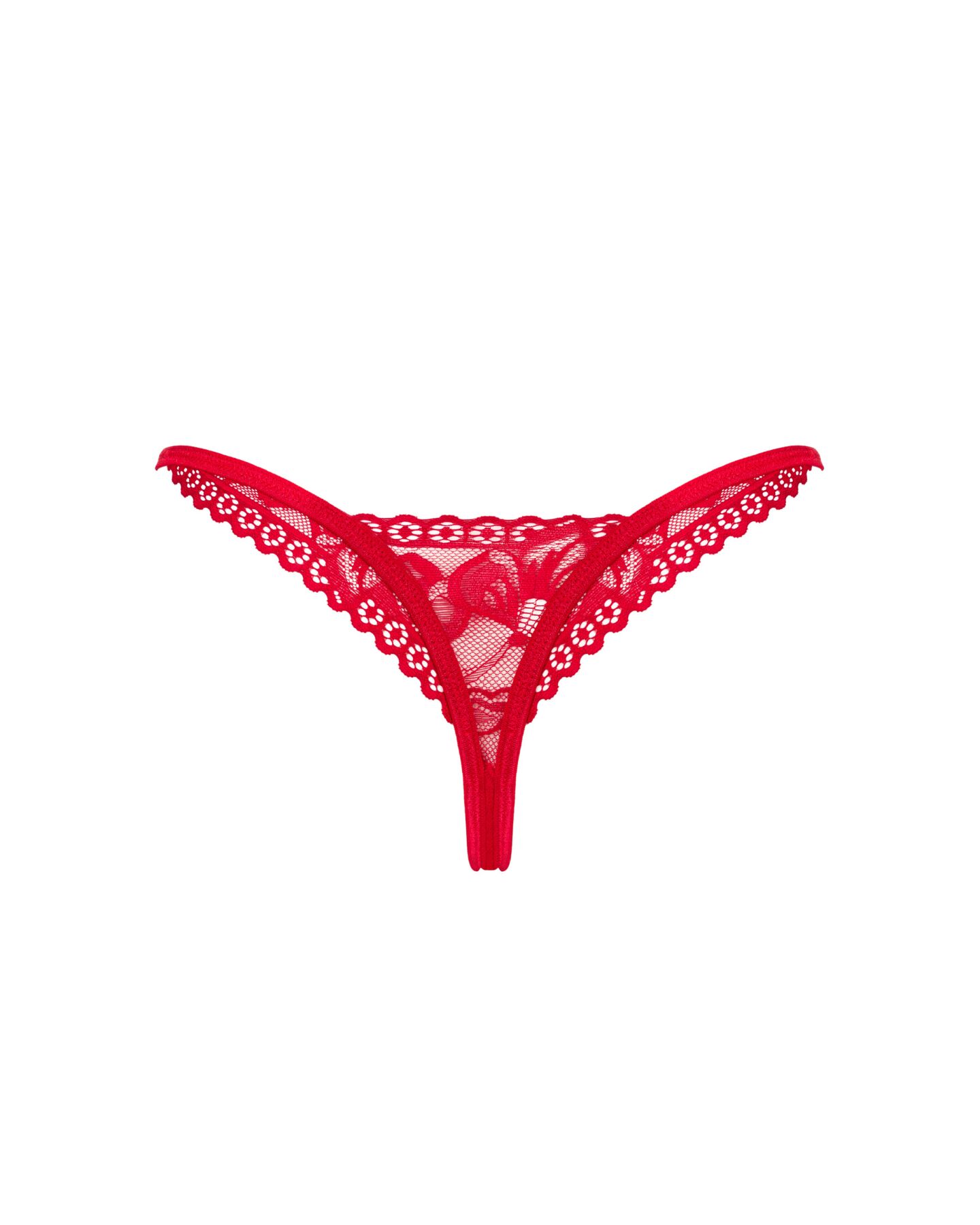 Мереживні стрінги Obsessive Lacelove thong XL/2XL Red, низька посадка
