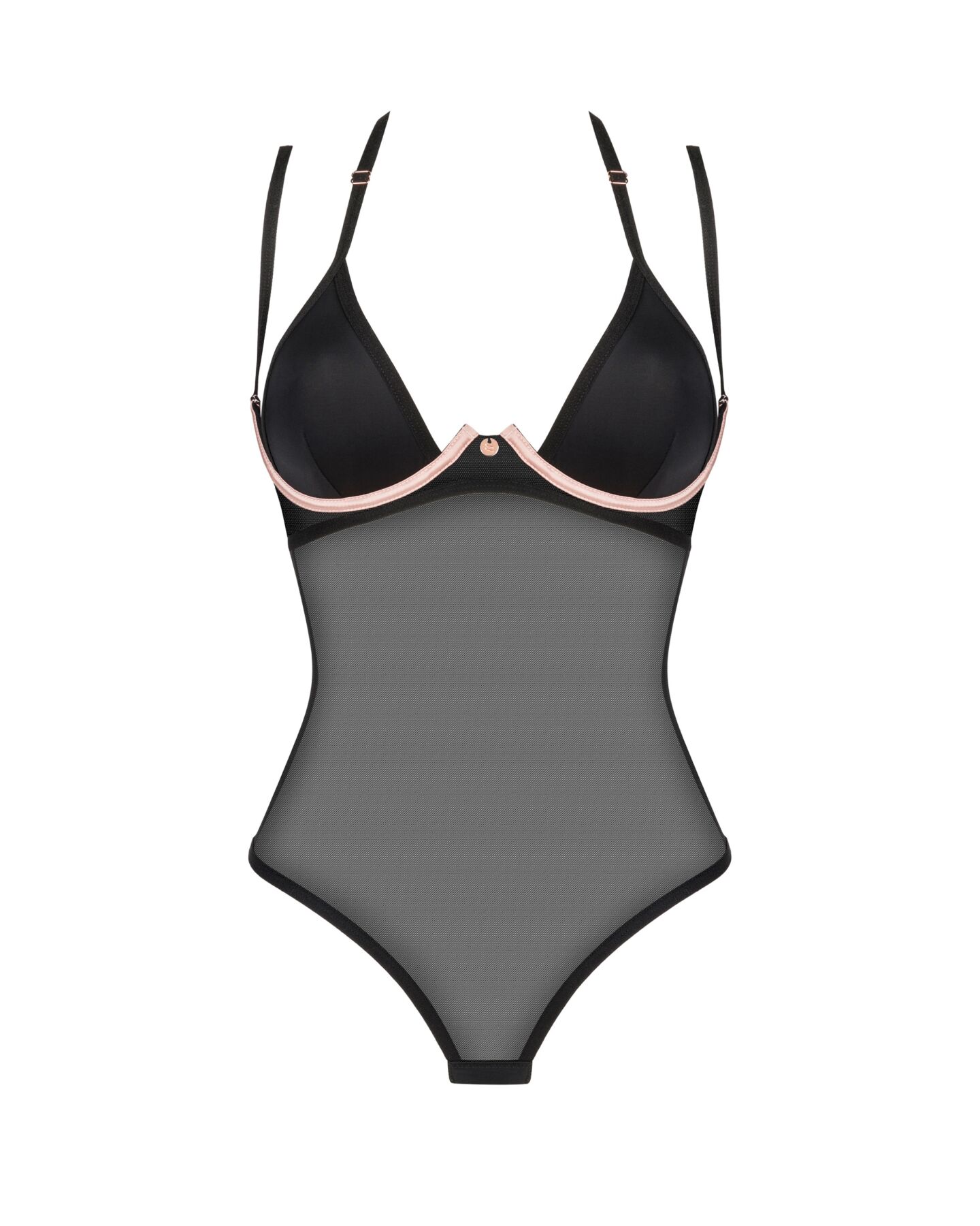 Прозоре боді Obsessive Selinne teddy XS/S Black, дрібна сітка, подвійні бретелі
