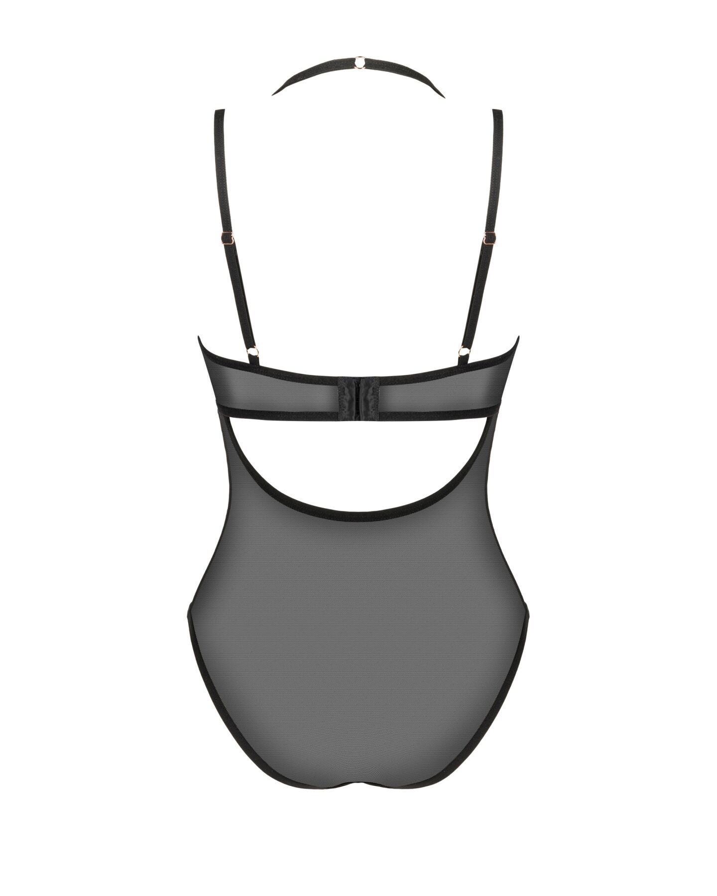 Прозоре боді Obsessive Selinne teddy M/L Black, дрібна сітка, подвійні бретелі