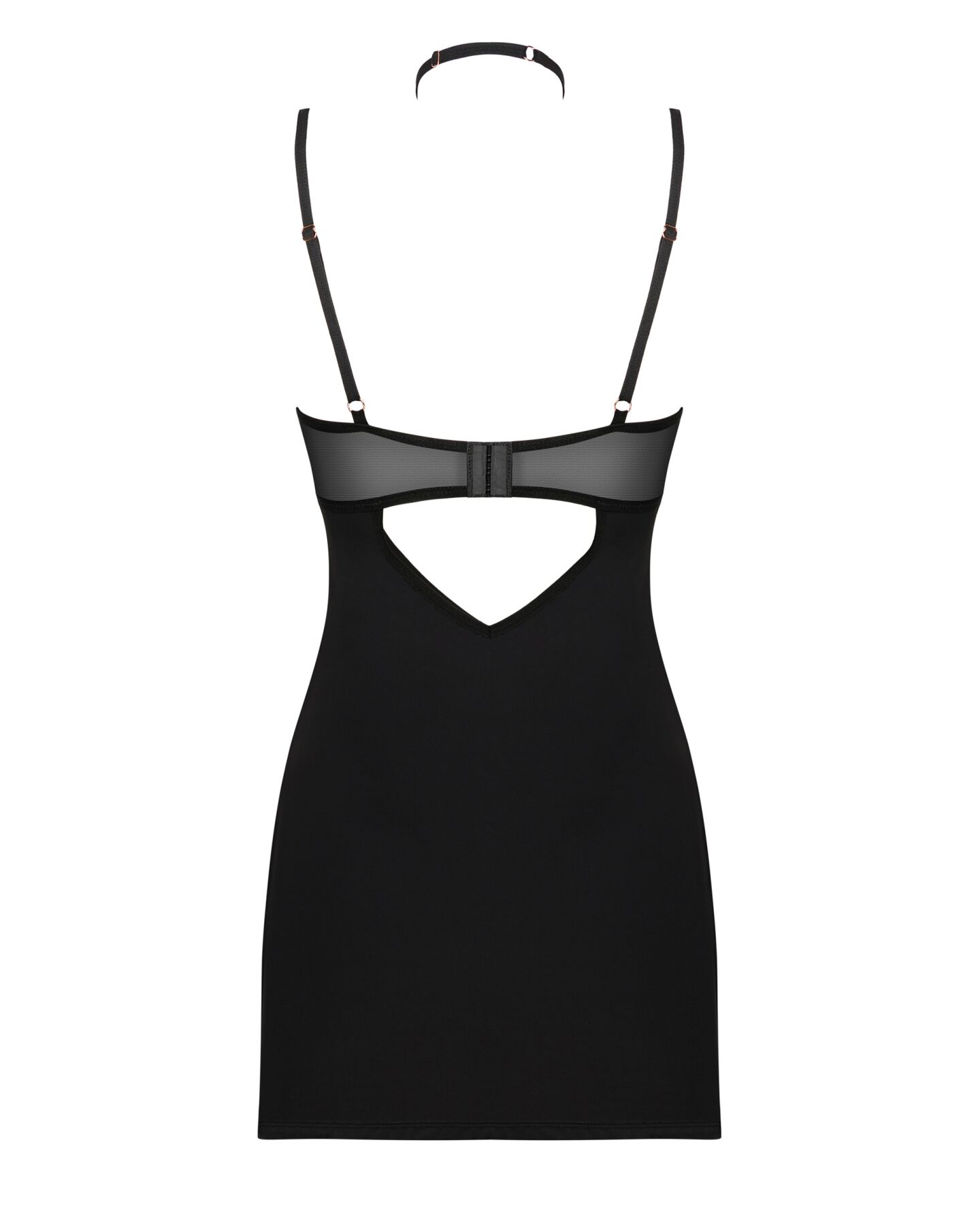Сорочка Obsessive Selinne chemise & thong M/L Black, стринги, двойные бретели
