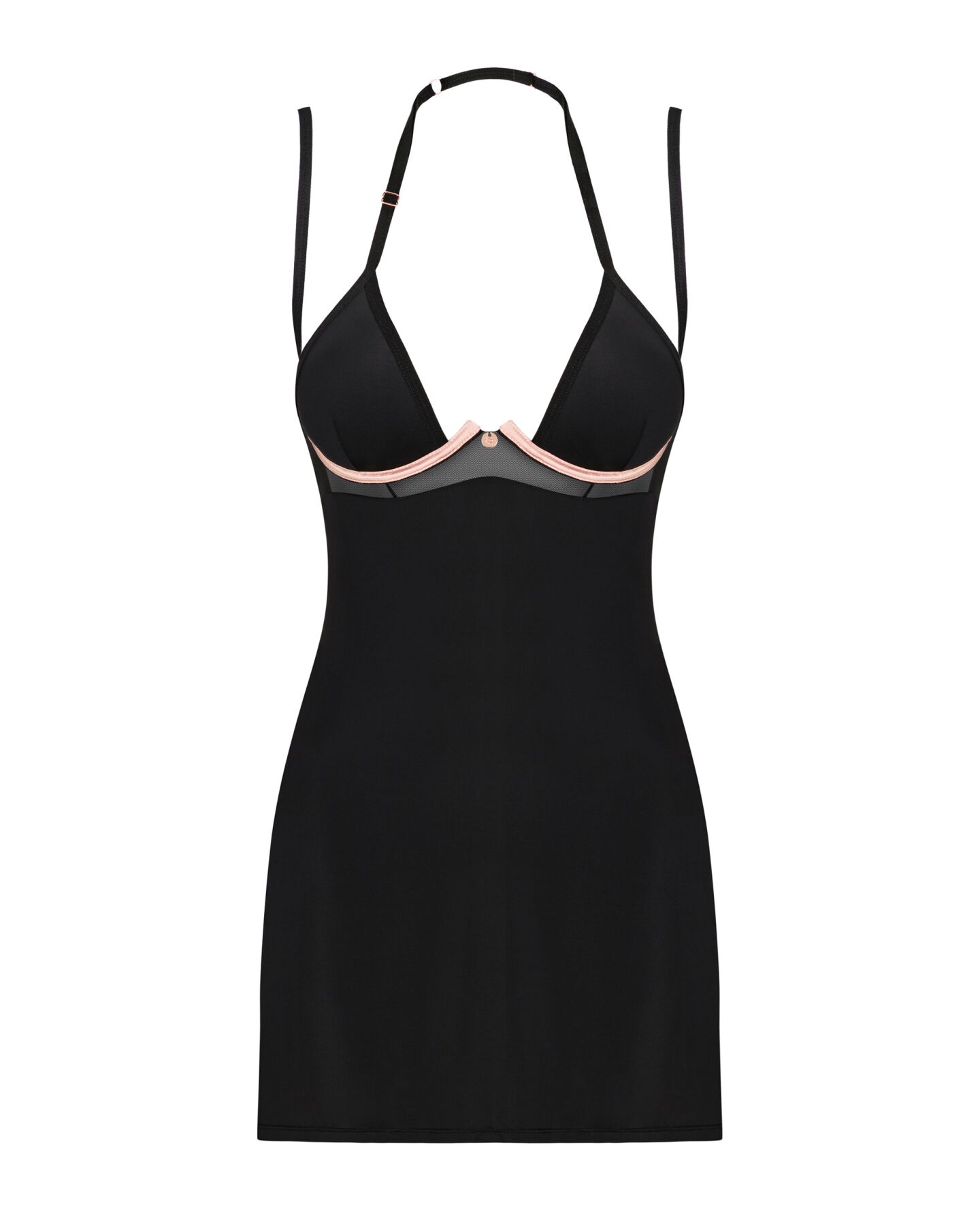 Сорочка Obsessive Selinne chemise & thong M/L Black, стринги, двойные бретели