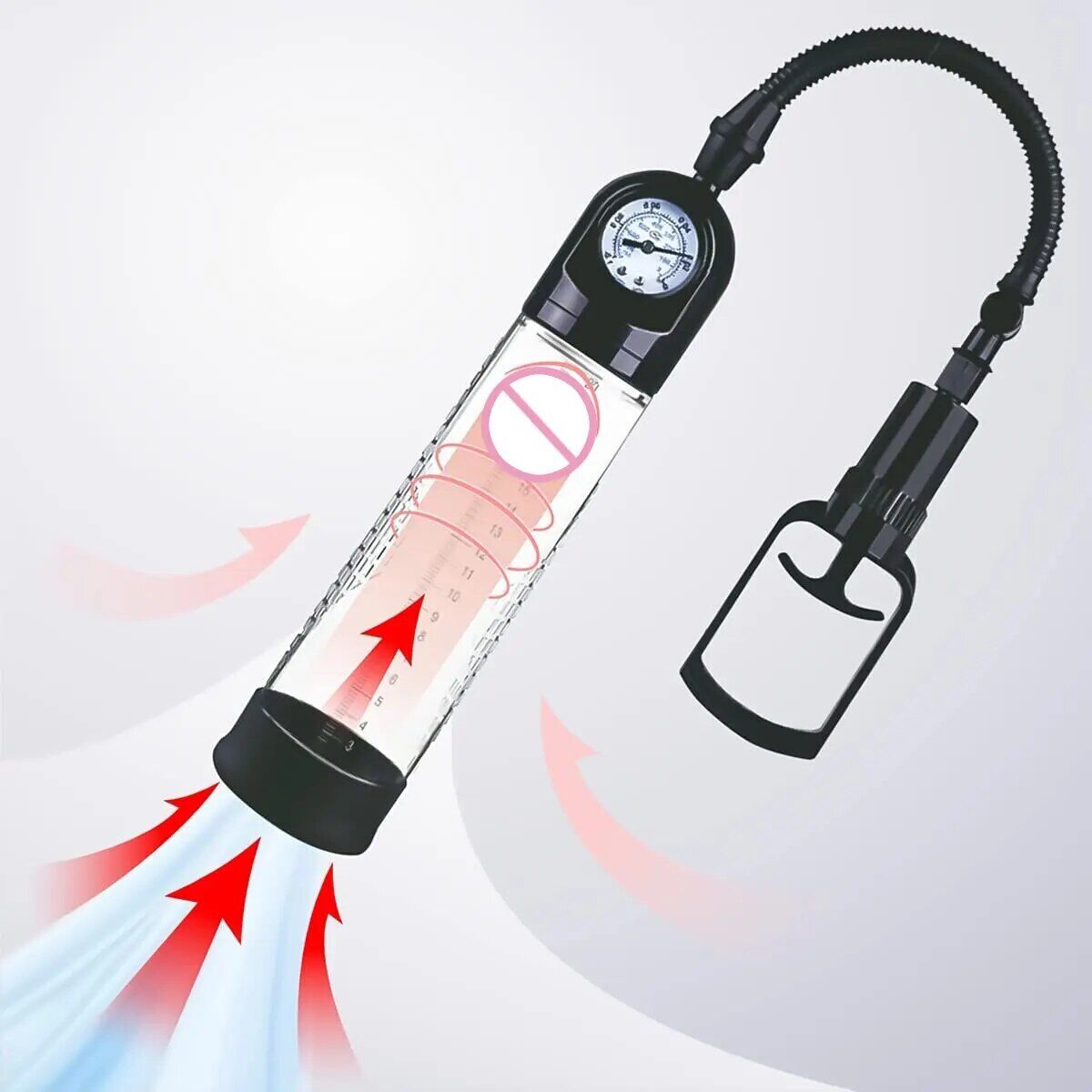 Вакуумна помпа Men Powerup зі стрілковим манометром і ручним насосом