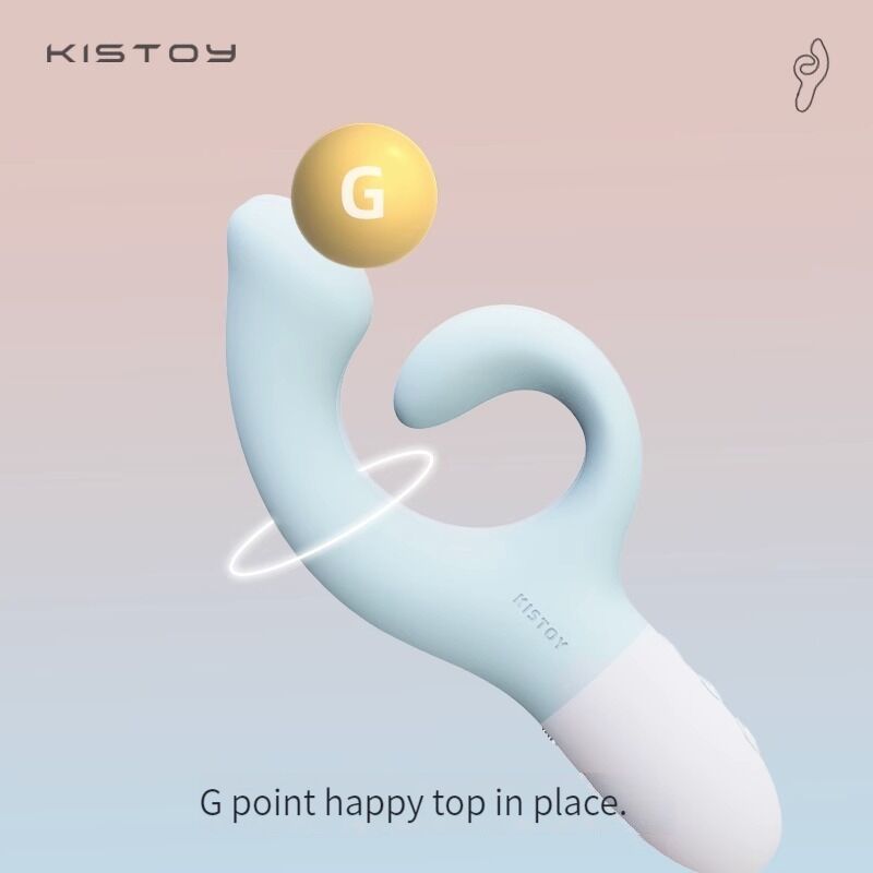 Вибратор-кролик для точки G KISTOY Big G Blue, изогнутый отросток, автоматический подогрев