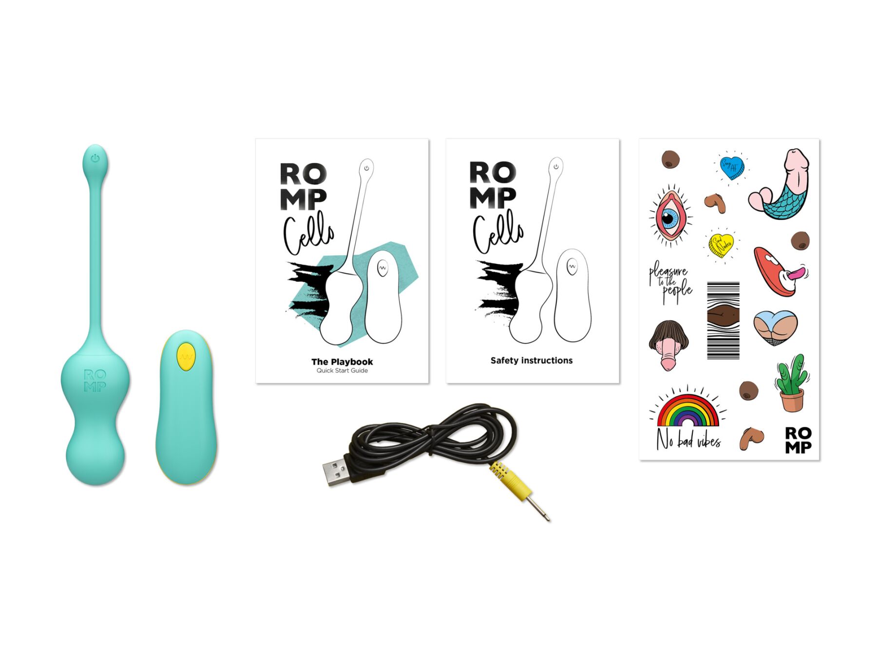 Виброяйцо для точки G с пультом управления Romp Cello Light Teal, водонепроницаемое