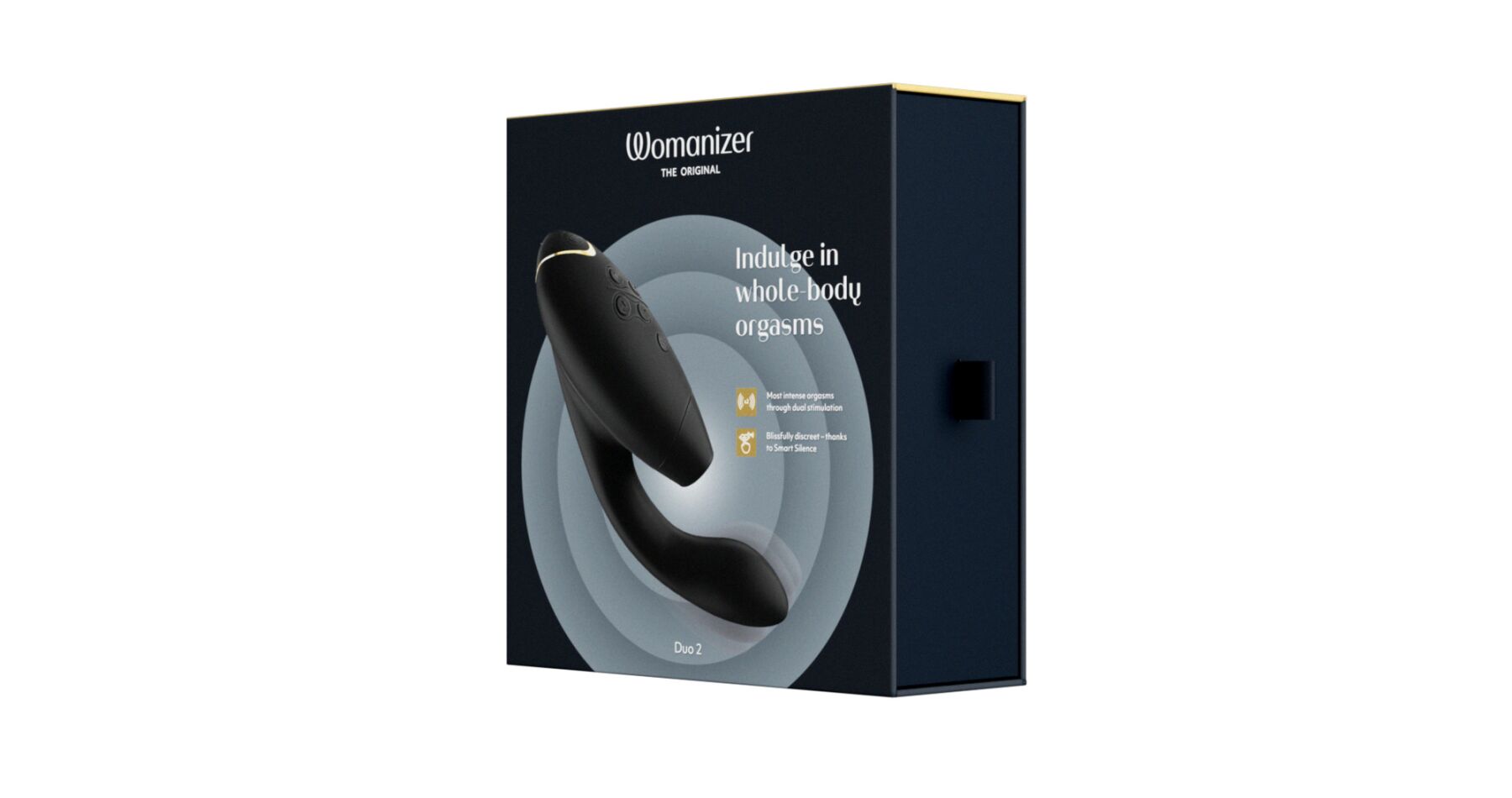 Подвійний вакуумний кліторальний стимулятор Womanizer Duo 2 - Black, незалежні мотори