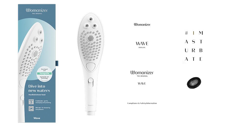 Насадка-стимулятор для душу 2в1 Womanizer Wave White, масажер для інтимних зон