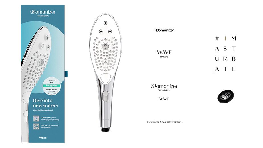Насадка-стимулятор для душу 2в1 Womanizer Wave Chrome, масажер для інтимних зон