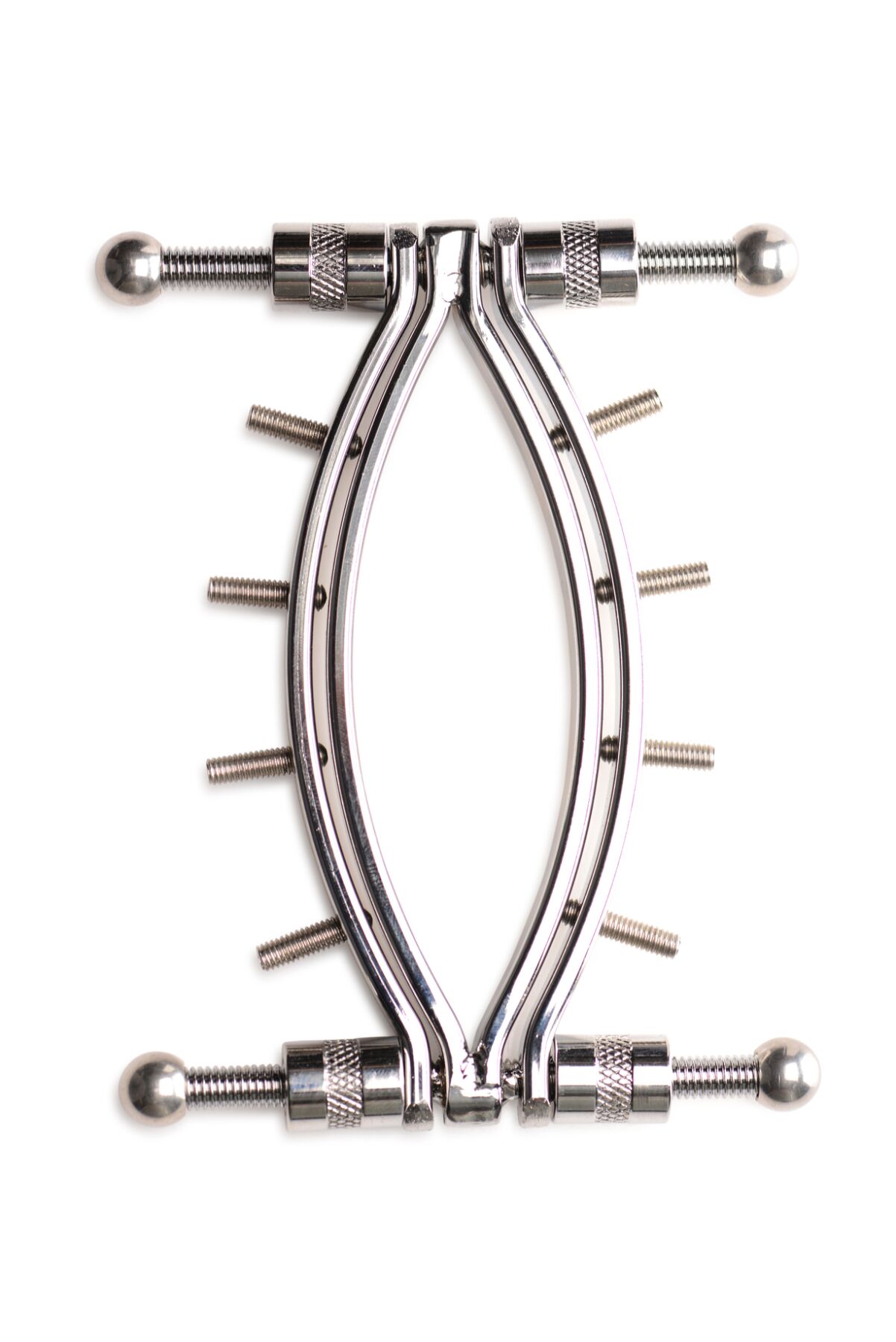 Зажим для вагины Master Series: Spread 'Em Poker Vagina Clamp with Adjustable Pressure Screws, шипы