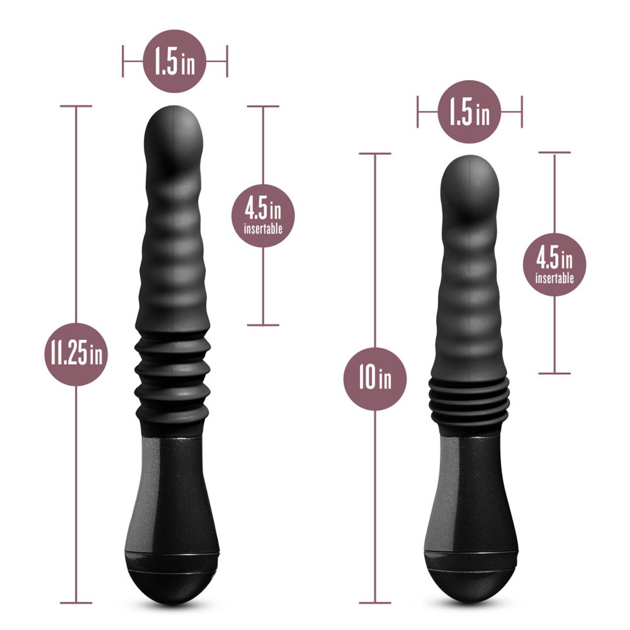 Пульсатор Blush Temptasia – Lazarus Thrusting Dildo – Black, ребристий стовбур, 3 швидкості
