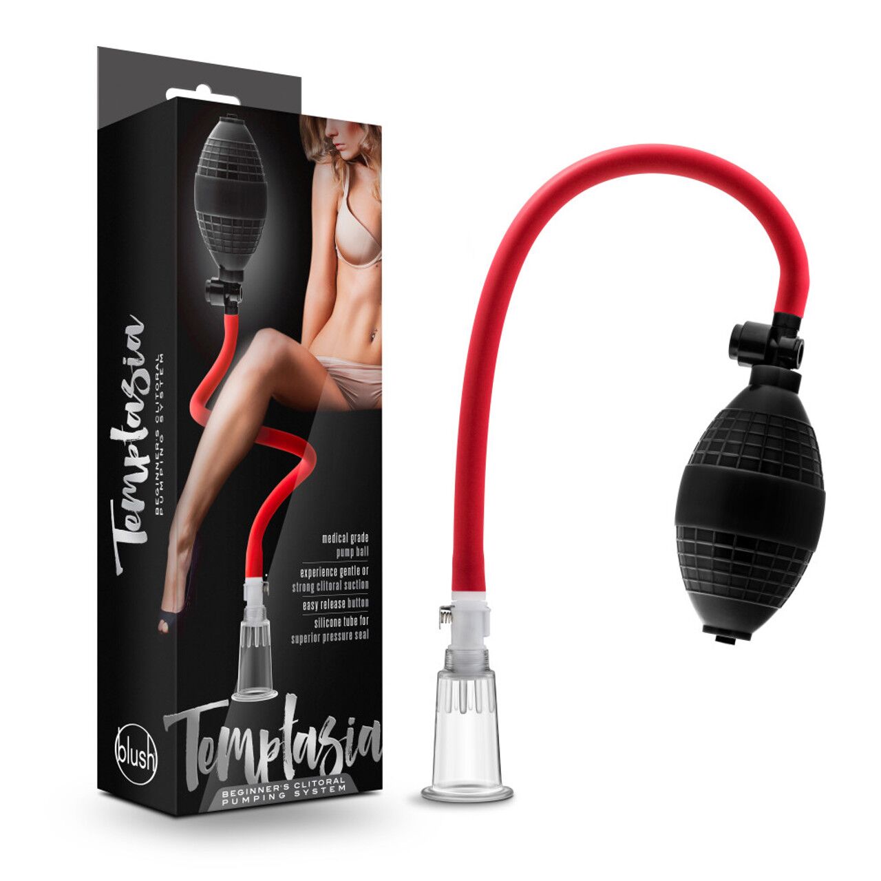 Вакуумная помпа для клитора Blush Temptasia – Beginner's Clitoral Pumping System, механическая, груша