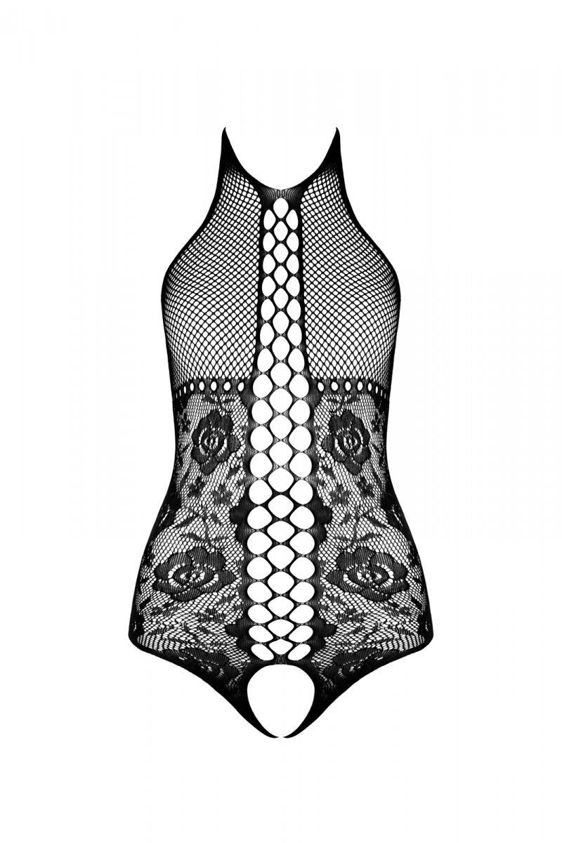 Бодистокинг с имитацией корсетной шнуровки Passion BS094 One Size, white, цветочный узор, с доступом