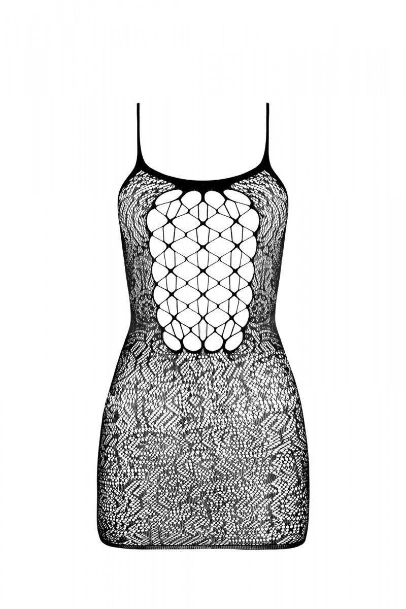 Ажурное мини-платье на тонких бретелях Passion BS096 One Size, white, плетение на груди