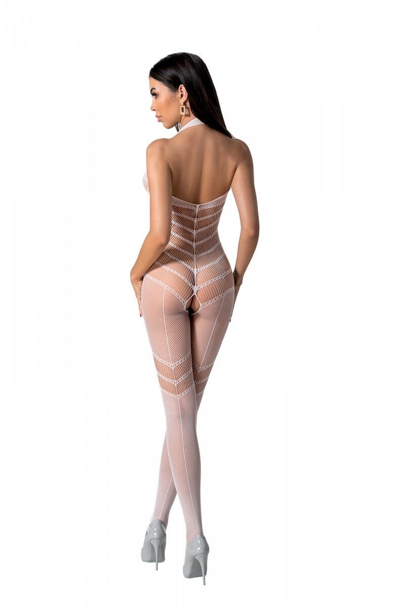 Бодистокинг с плетением на животике Passion BS100 One Size, white, декоративный шов, с доступом