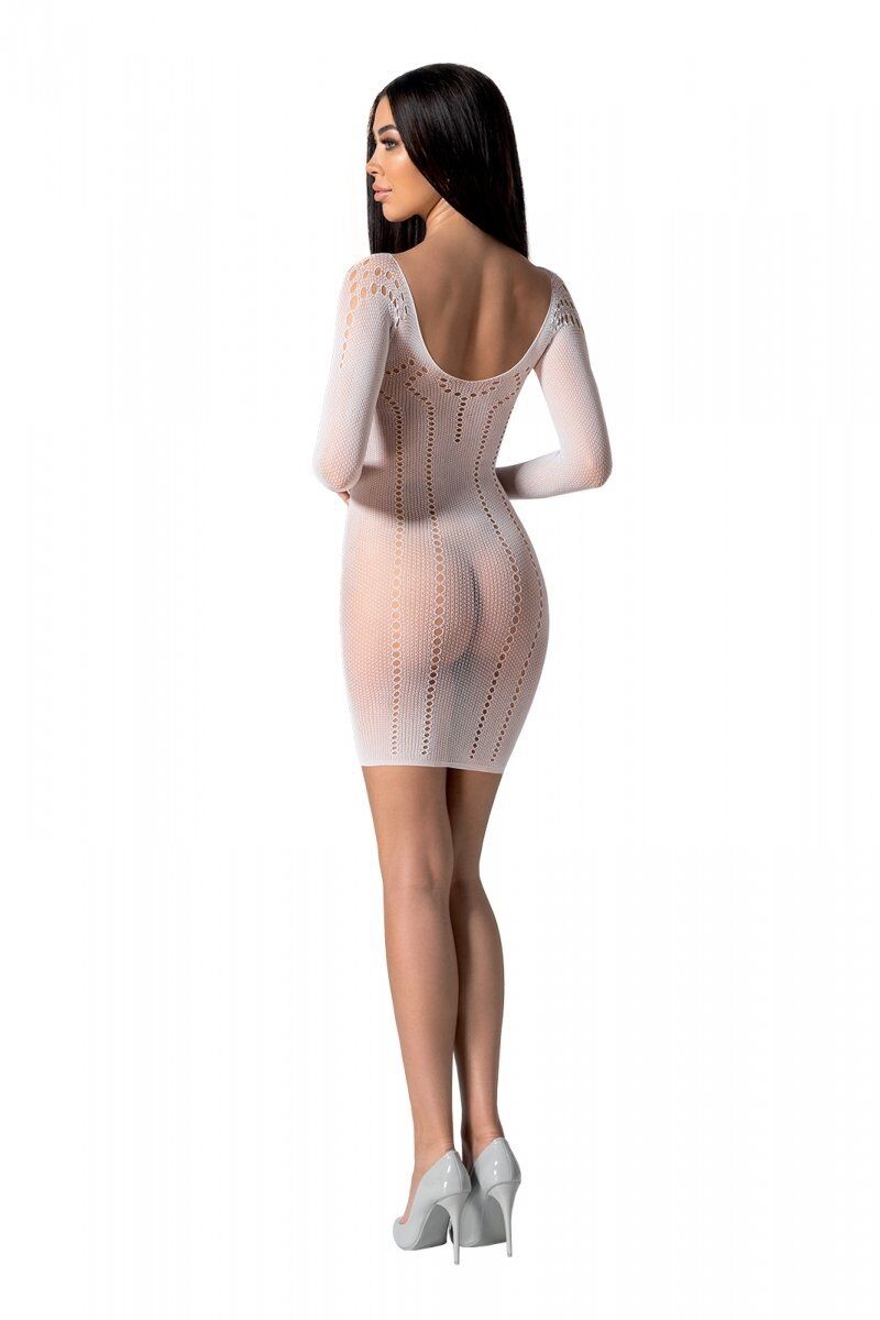 Полупрозрачное мини-платье Passion BS101 One Size, white, рукава-митенки