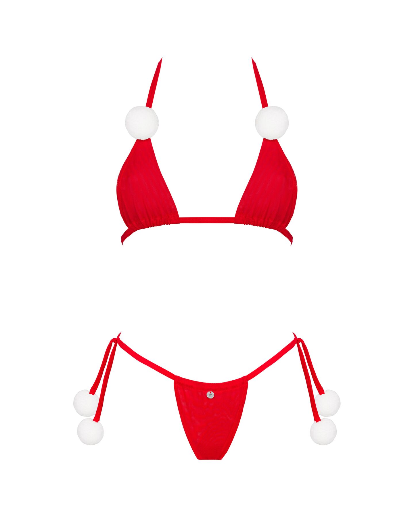 Новогодний комплект белья с помпонами Obsessive Bobble Girl, красный