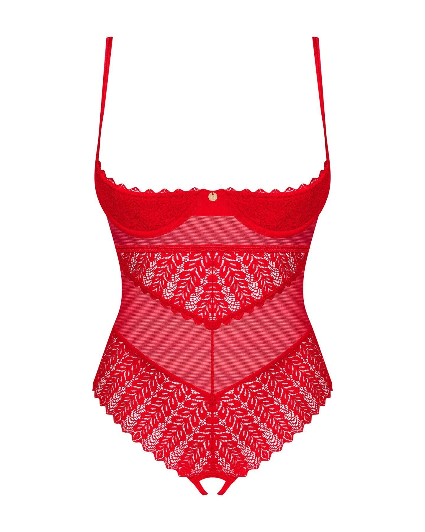 Боди с доступом Obsessive Ingridia crotchless teddy XS/S, красное, открытая грудь