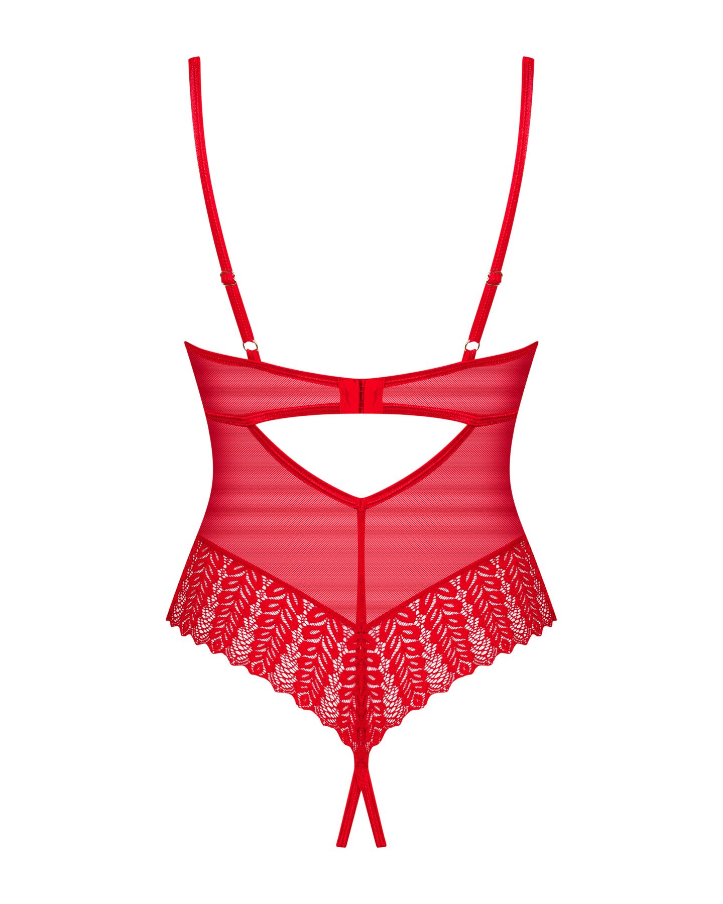 Боди с доступом Obsessive Ingridia crotchless teddy XS/S, красное, открытая грудь