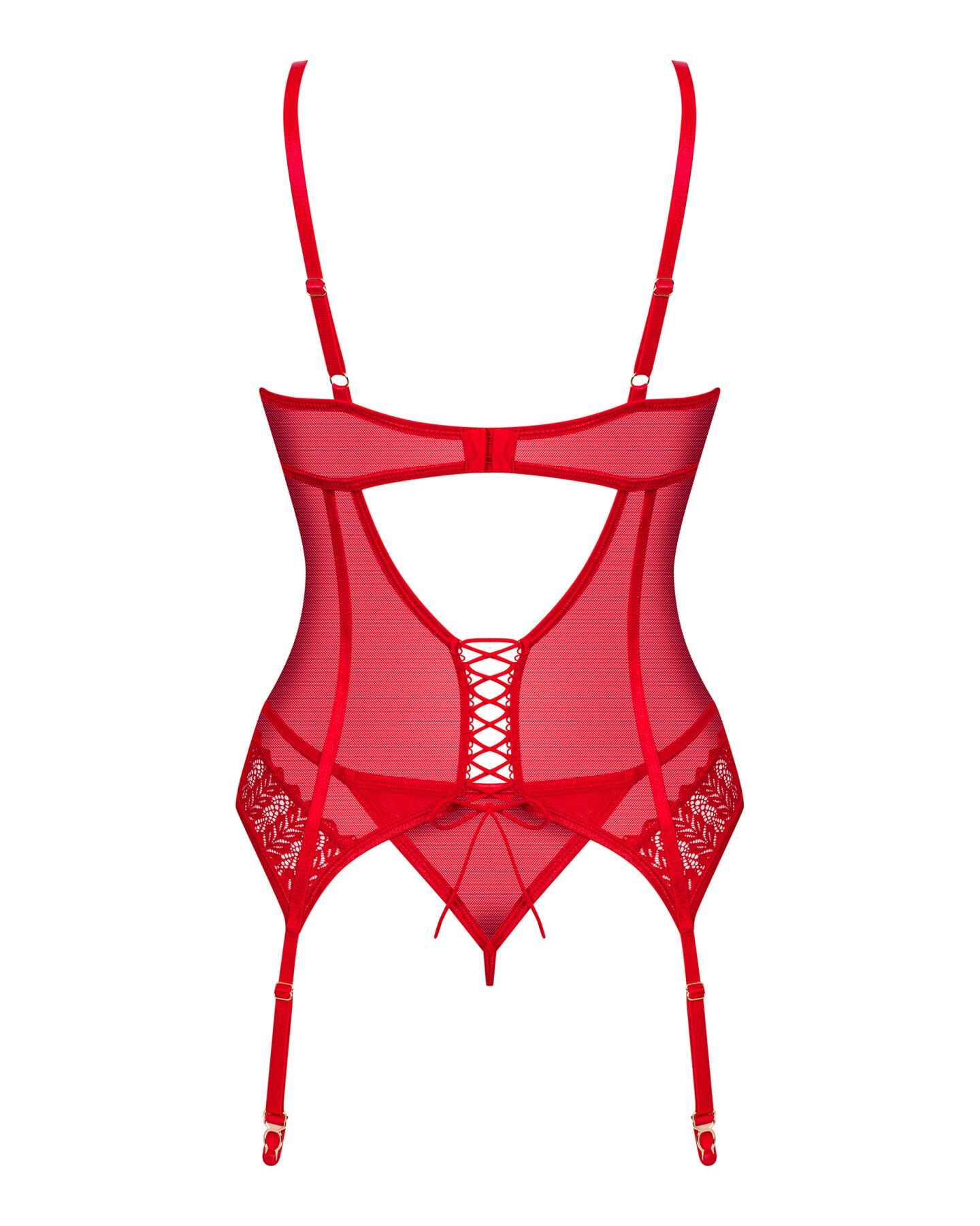 Комплект корсет и стринги Obsessive Ingridia corset & thong XL/2XL, красный