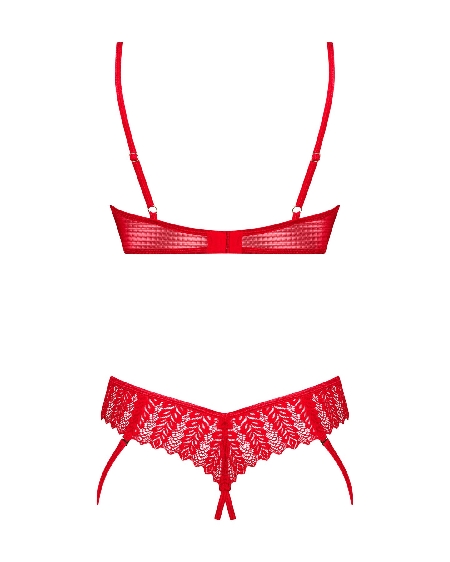 Комплект Obsessive Ingridia 2-pcs crotchless set XL/2XL, червоний, з доступом, відкриті груди
