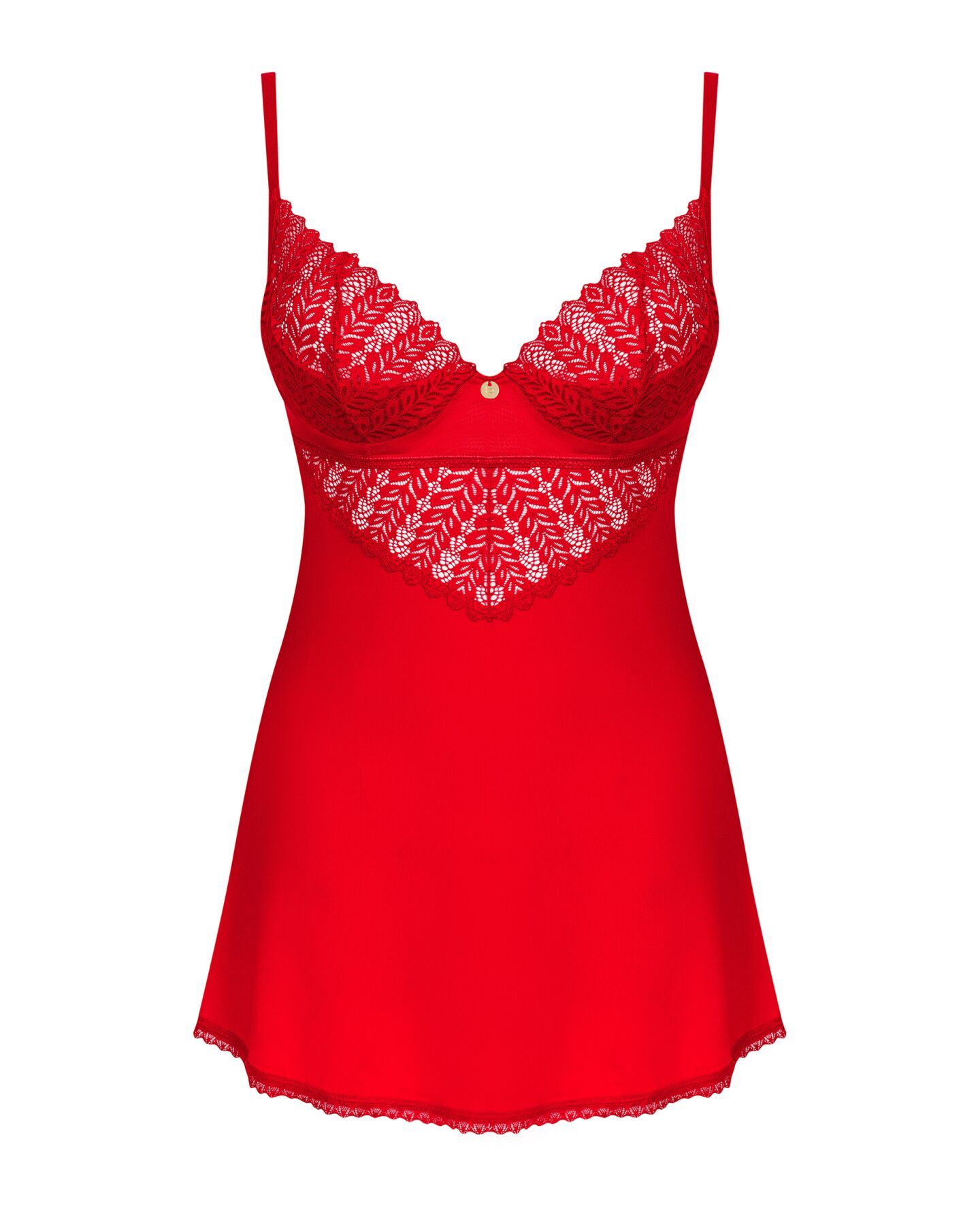 Пеньюар Obsessive Ingridia chemise & thong XL/2XL, красный, сорочка, стринги