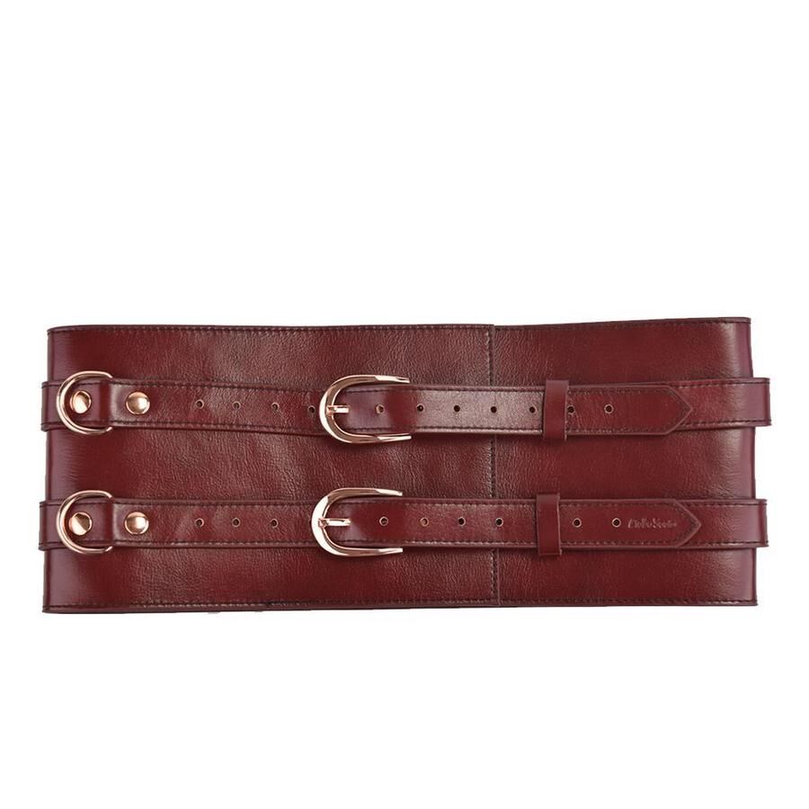 Кожаный пояс для бондажа Liebe Seele Wine Red Waist Cuff, L Size
