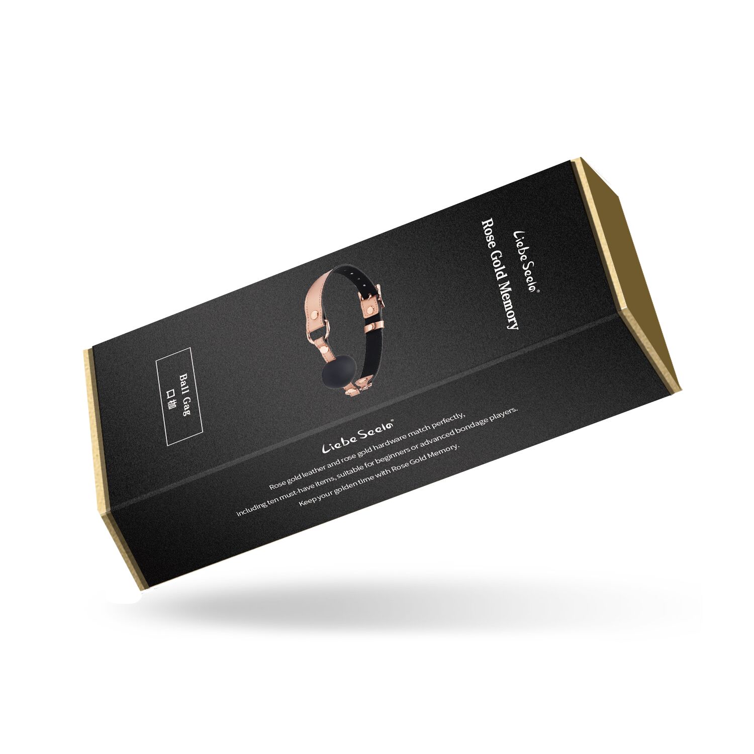 Кляп Liebe Seele Rose Gold Memory Ball Gag, силіконова кулька, діаметр 4,3 см, шкіряний ремінець