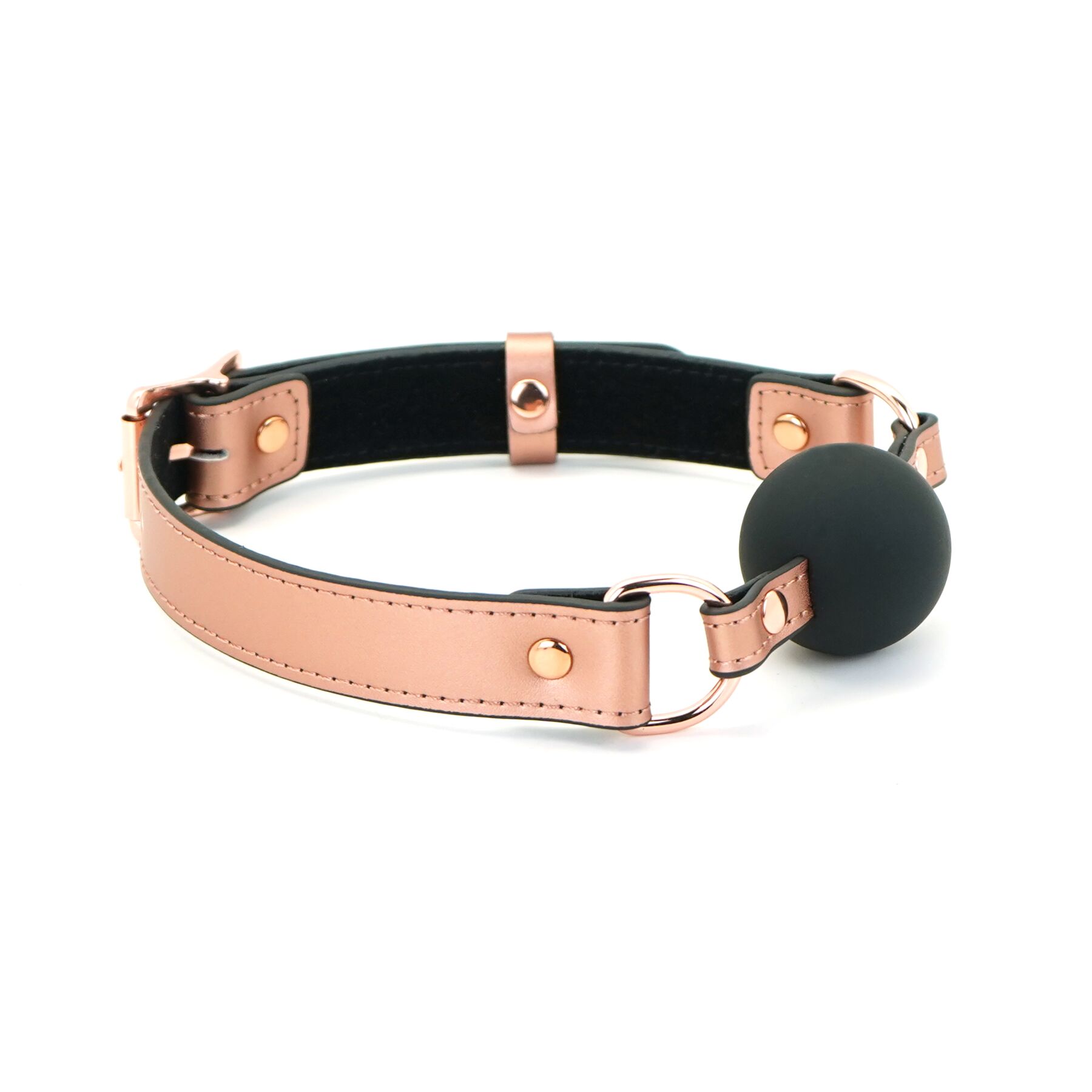 Кляп Liebe Seele Rose Gold Memory Ball Gag, силіконова кулька, діаметр 4,3 см, шкіряний ремінець