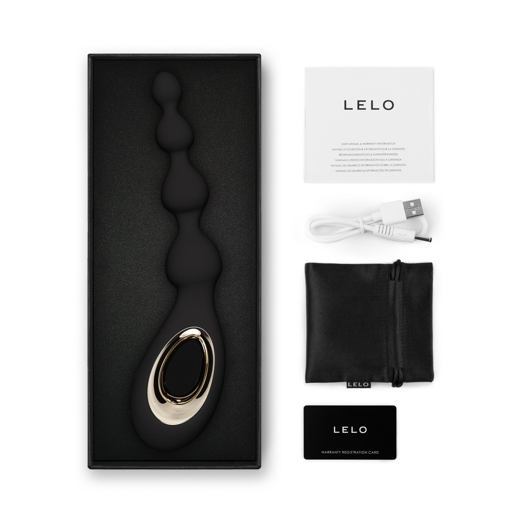 Анальне намисто з вібрацією LELO Soraya Beads Black, різний діаметр намистин, 8 режимів