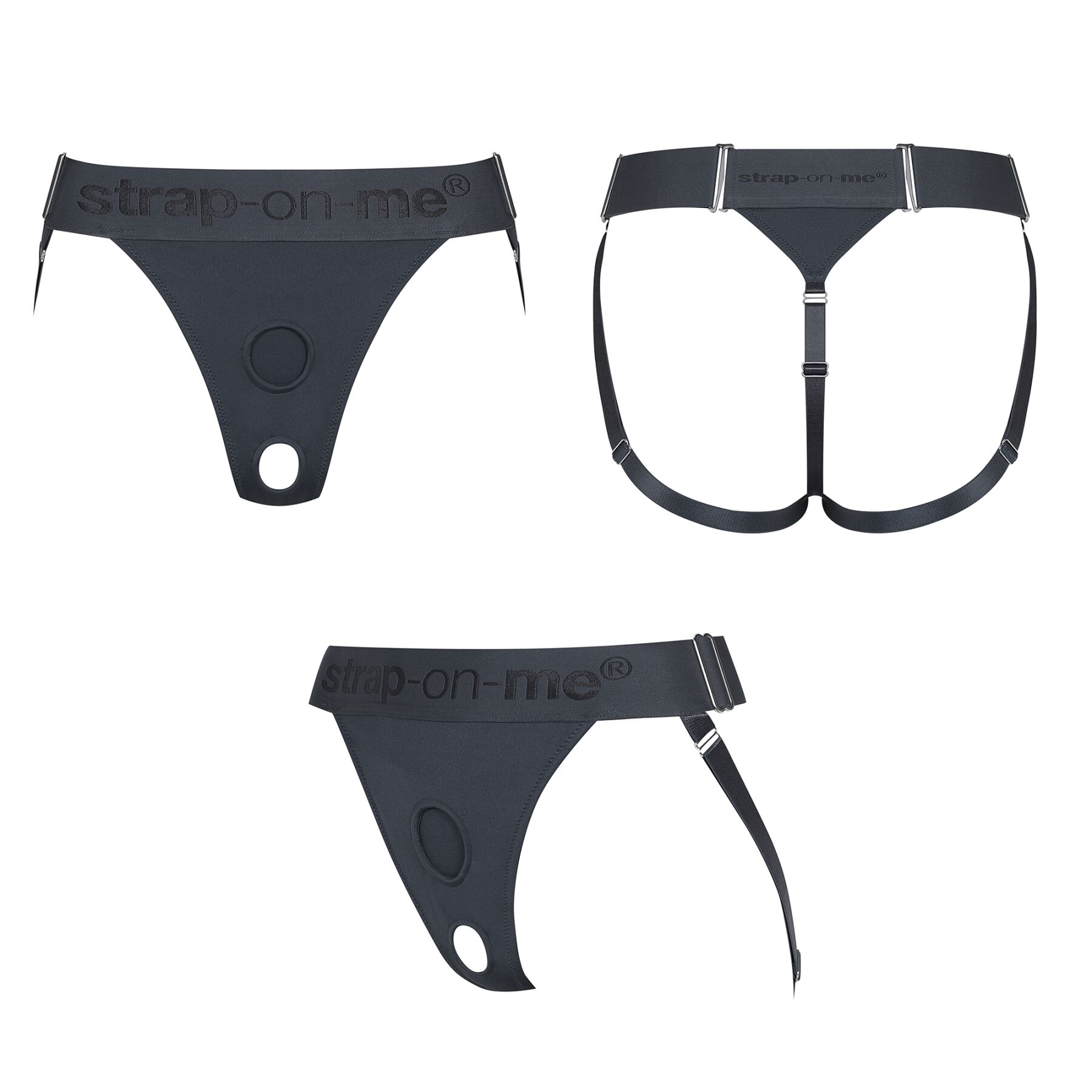 Трусики для страпона Strap-On-Me HARNAIS LINGERIE UNIQUE, One Size, серые