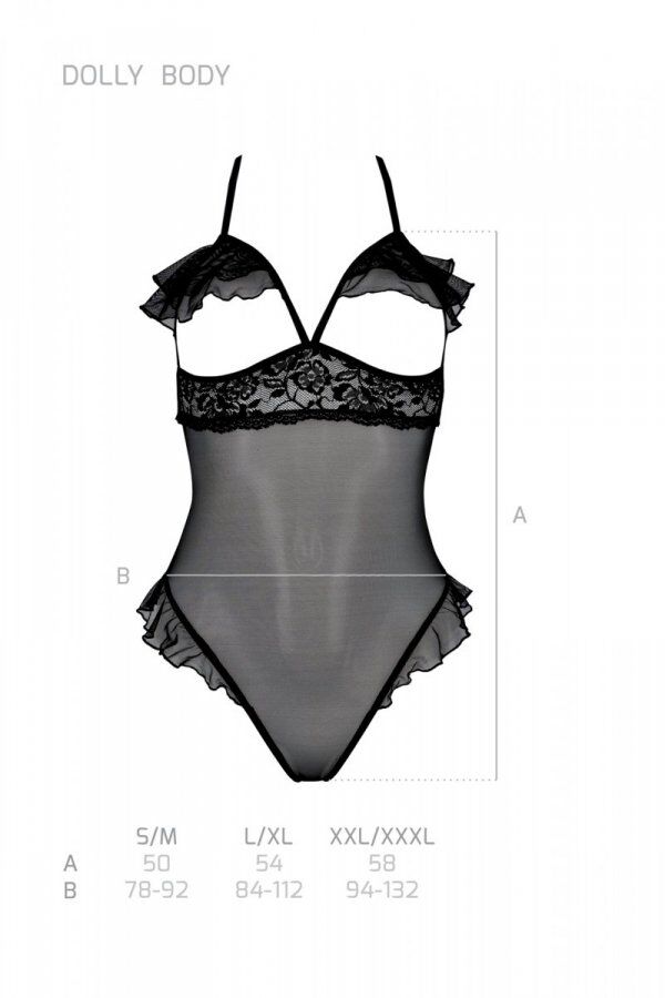 Эротическое боди Passion DOLLY BODY, L/XL, black, с открытыми чашками