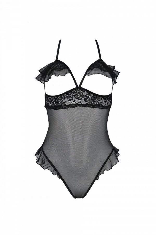 Эротическое боди Passion DOLLY BODY, L/XL, black, с открытыми чашками