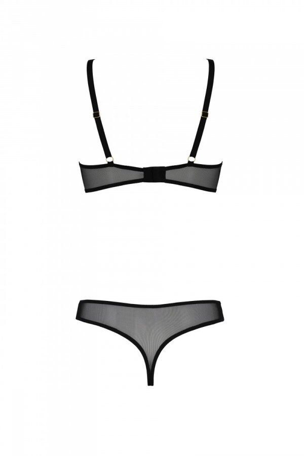 Еротичне боді Passion MARINA BODY, L/XL, black, з відкритими чашками