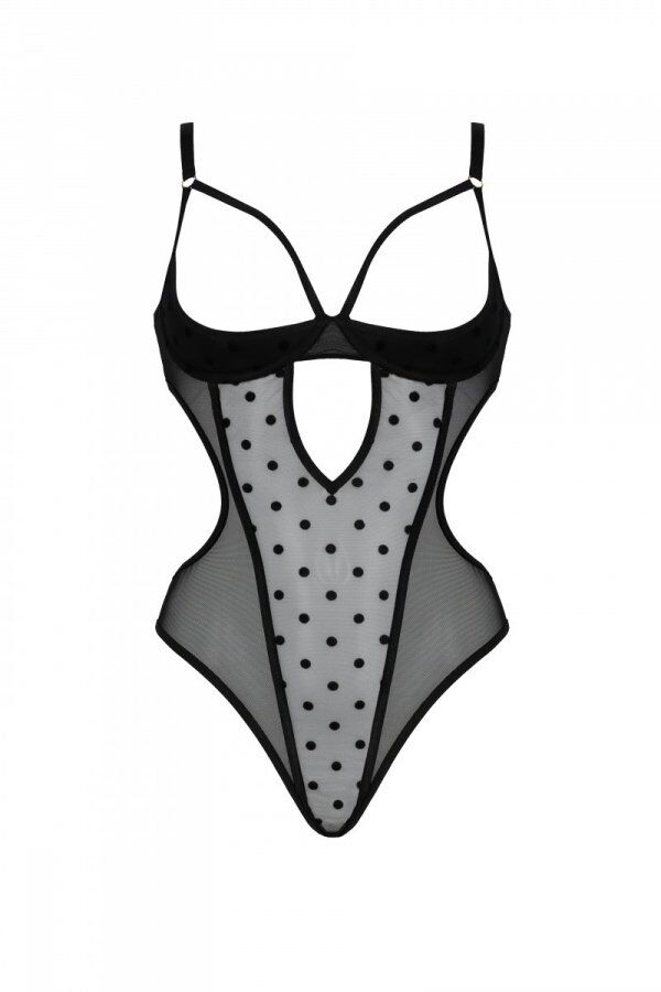 Эротическое боди Passion MARINA BODY, XXL/XXXL, black, с открытыми чашками