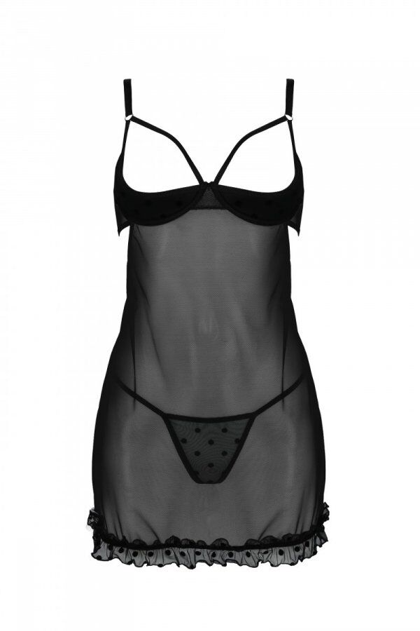 Эротический пеньюар Passion MARINA CHEMISE, S/M, black