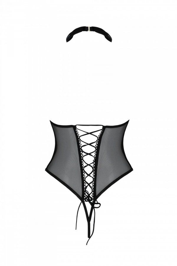 Эротическое боди Passion TRISHA BODY, XXL/XXXL, black, с открытыми чашками
