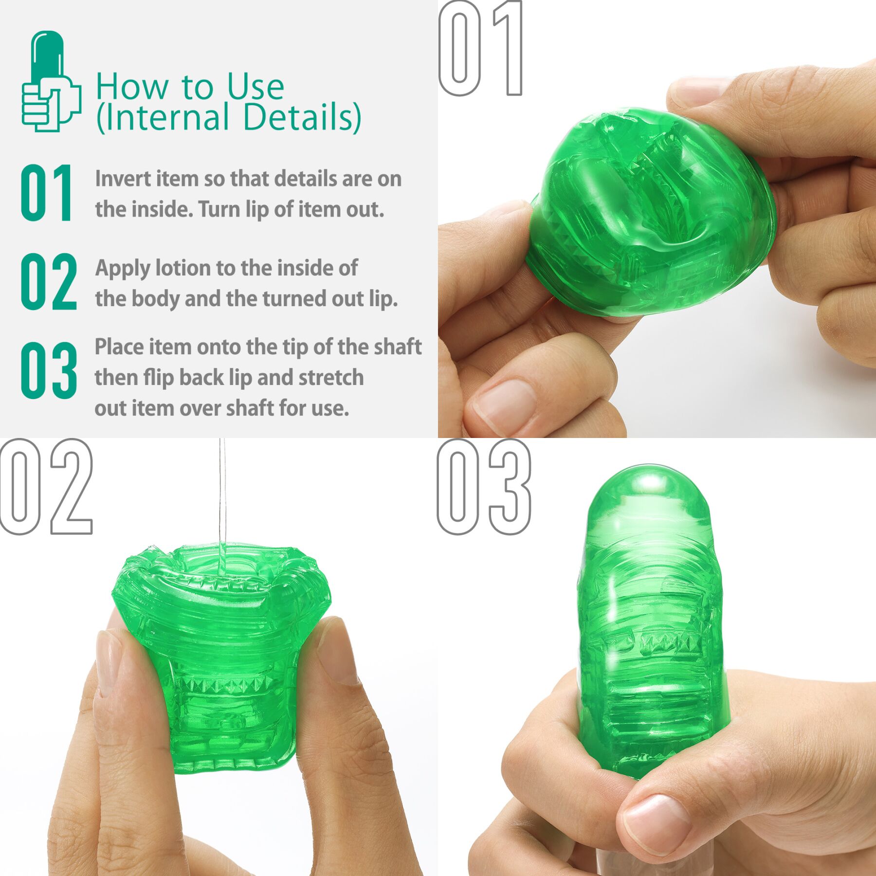 Унисекс-стимулятор Tenga UNI Emerald, зеленый, с геометрическим рельефом, лубрикант в комплекте