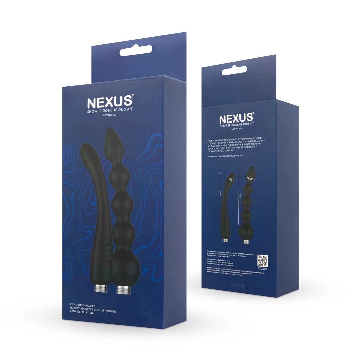 Набір анальних насадок для душу Nexus Advanced Shower Douche Duo Kit – Black, 2 шт (м'ята упаковка!!!)