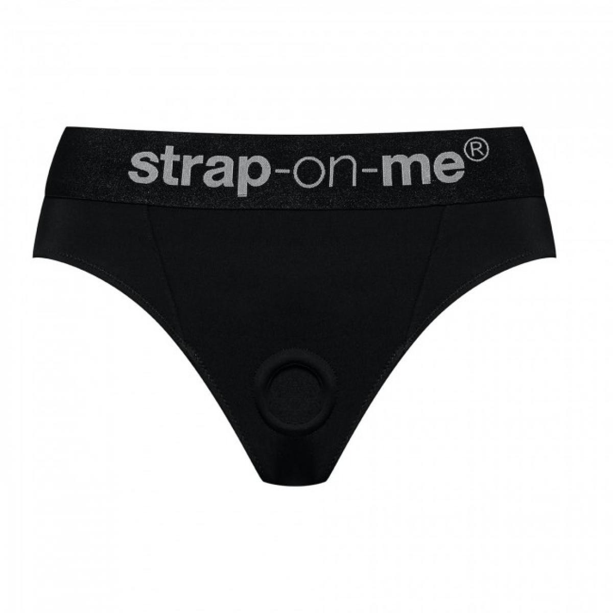 Трусики для страпона, S, Strap-On-Me кольцевое крепление, с отрытыми ягодицами, черные