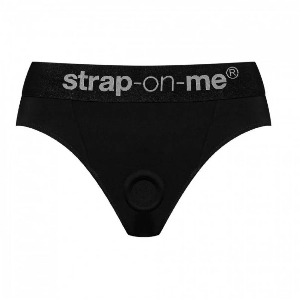 Трусики для страпона, M, Strap-On-Me кольцевое крепление, с отрытыми ягодицами, черные