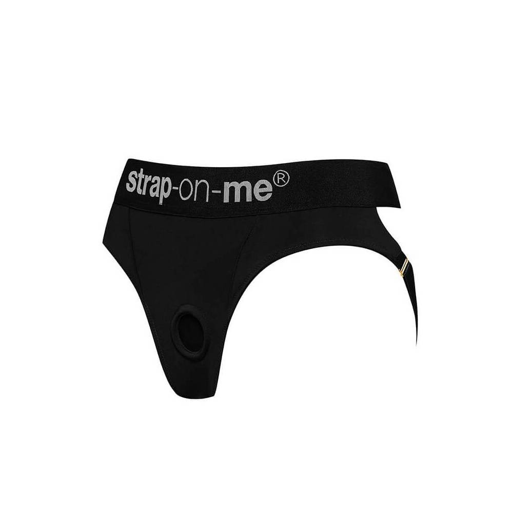 Трусики для страпона, M, Strap-On-Me кольцевое крепление, с отрытыми ягодицами, черные