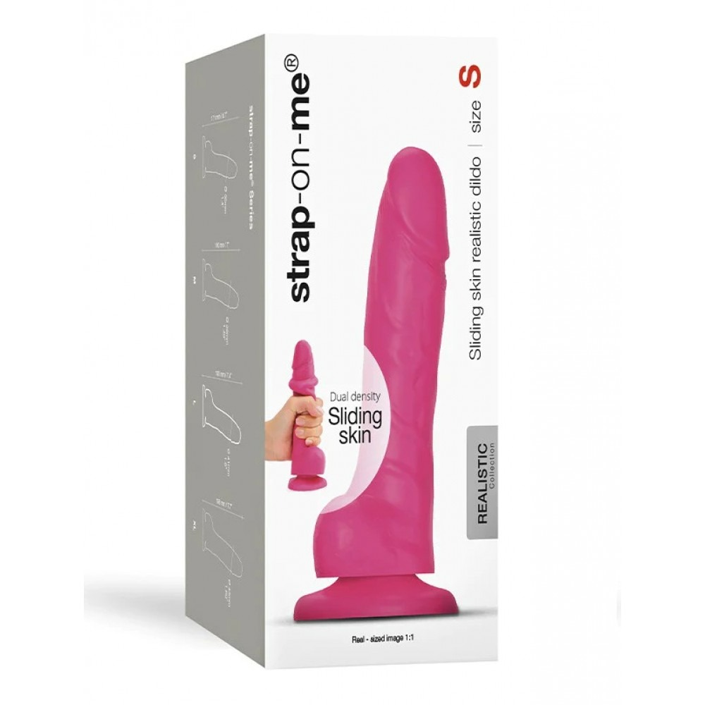 Фаллоимитатор реалистичный размер M Strap-On-Me на присоске, розовый, 13.4 х 3.8 см